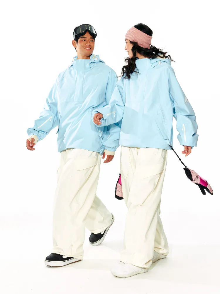 LITAN White Cargo Baggy Snow Pants - Unisex