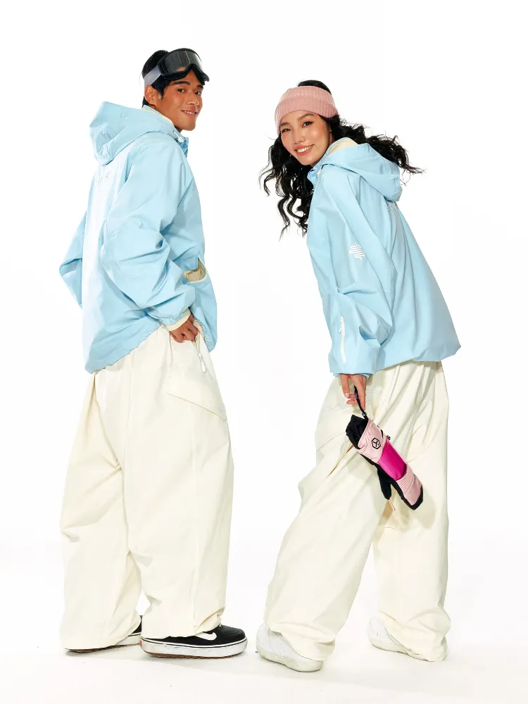 LITAN White Cargo Baggy Snow Pants - Unisex