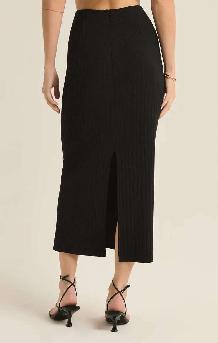 LOUISA RIB SKIRT - Black