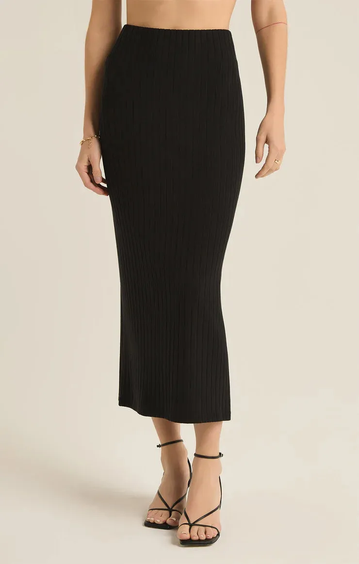 LOUISA RIB SKIRT - Black