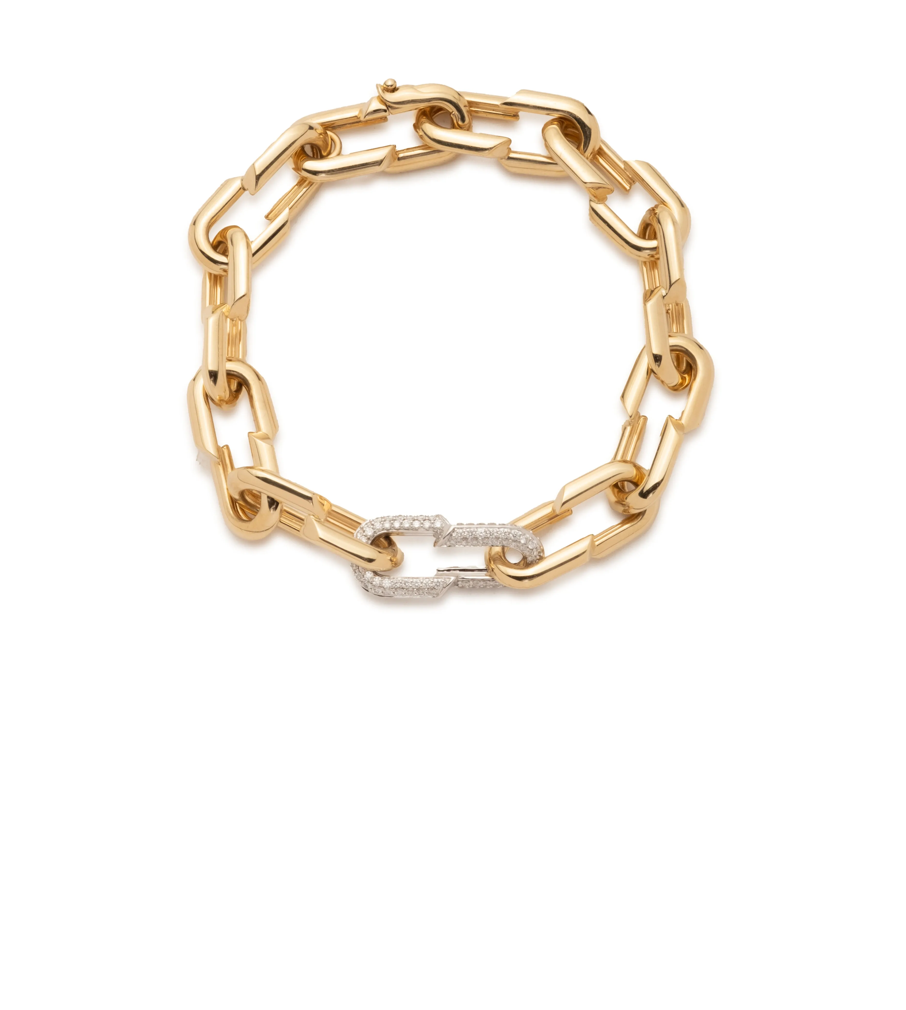 Medium Strong Hearts Love Single Pave Link Chain Bracelet