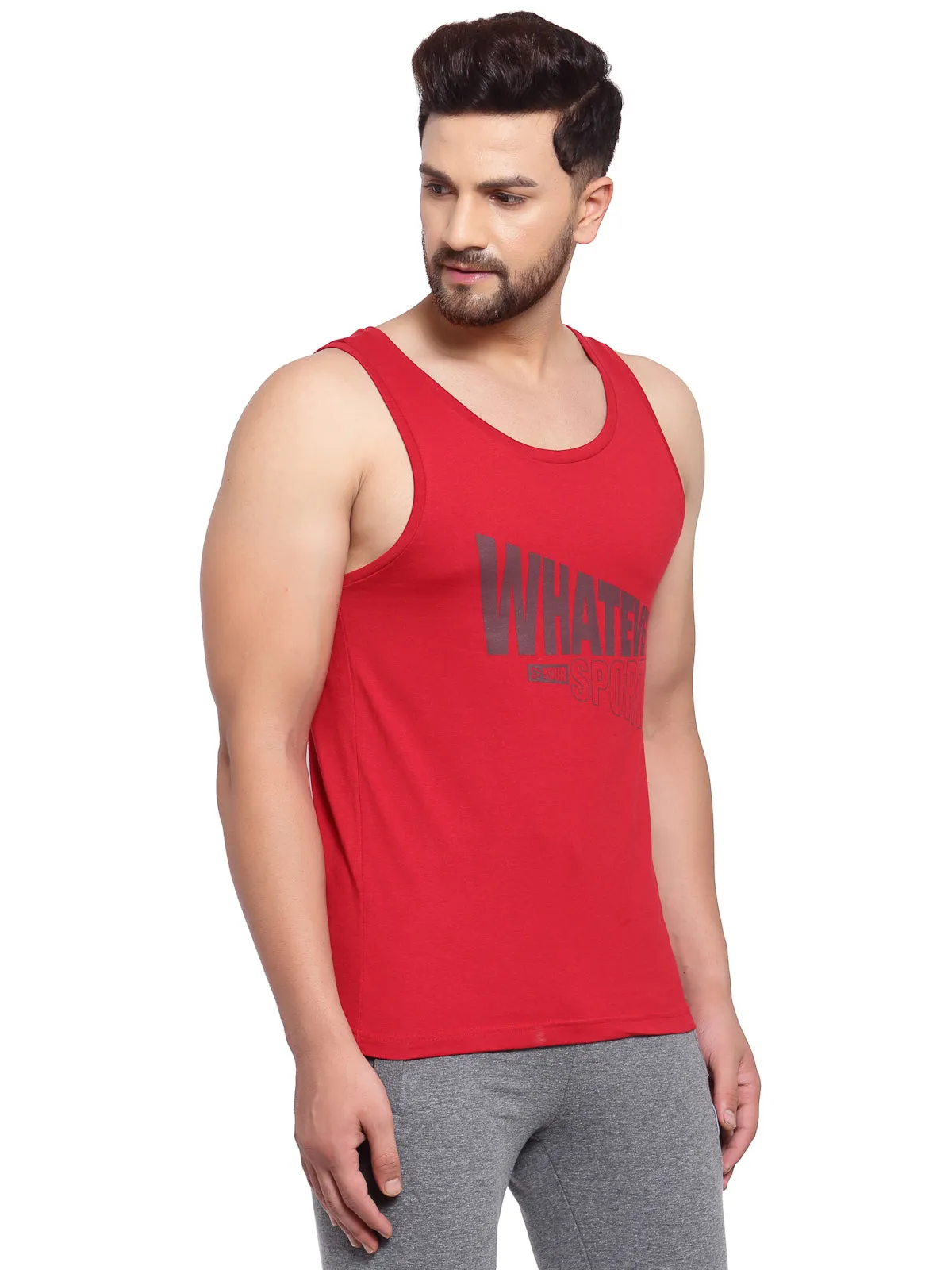 Men's Printed Gym Vest - Red