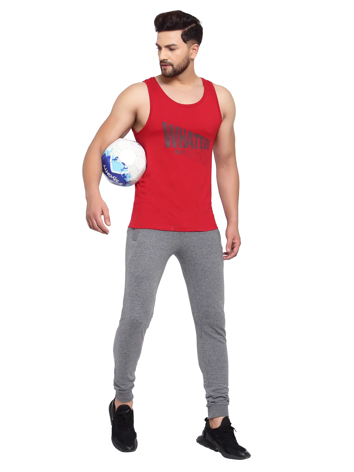 Men's Printed Gym Vest - Red