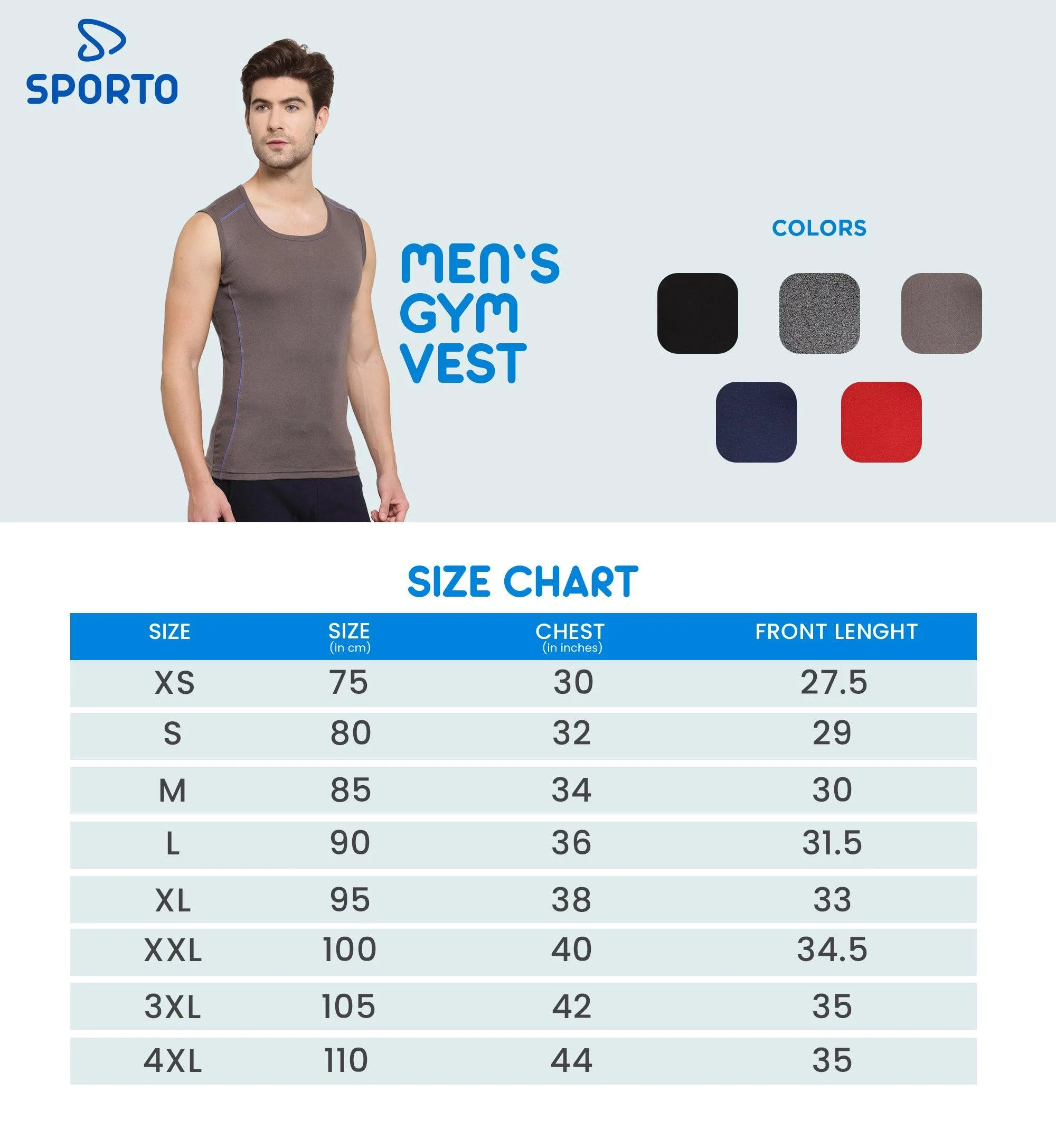 Men's Sleeveless Gym Vest Set of 2 (Red & Navy)