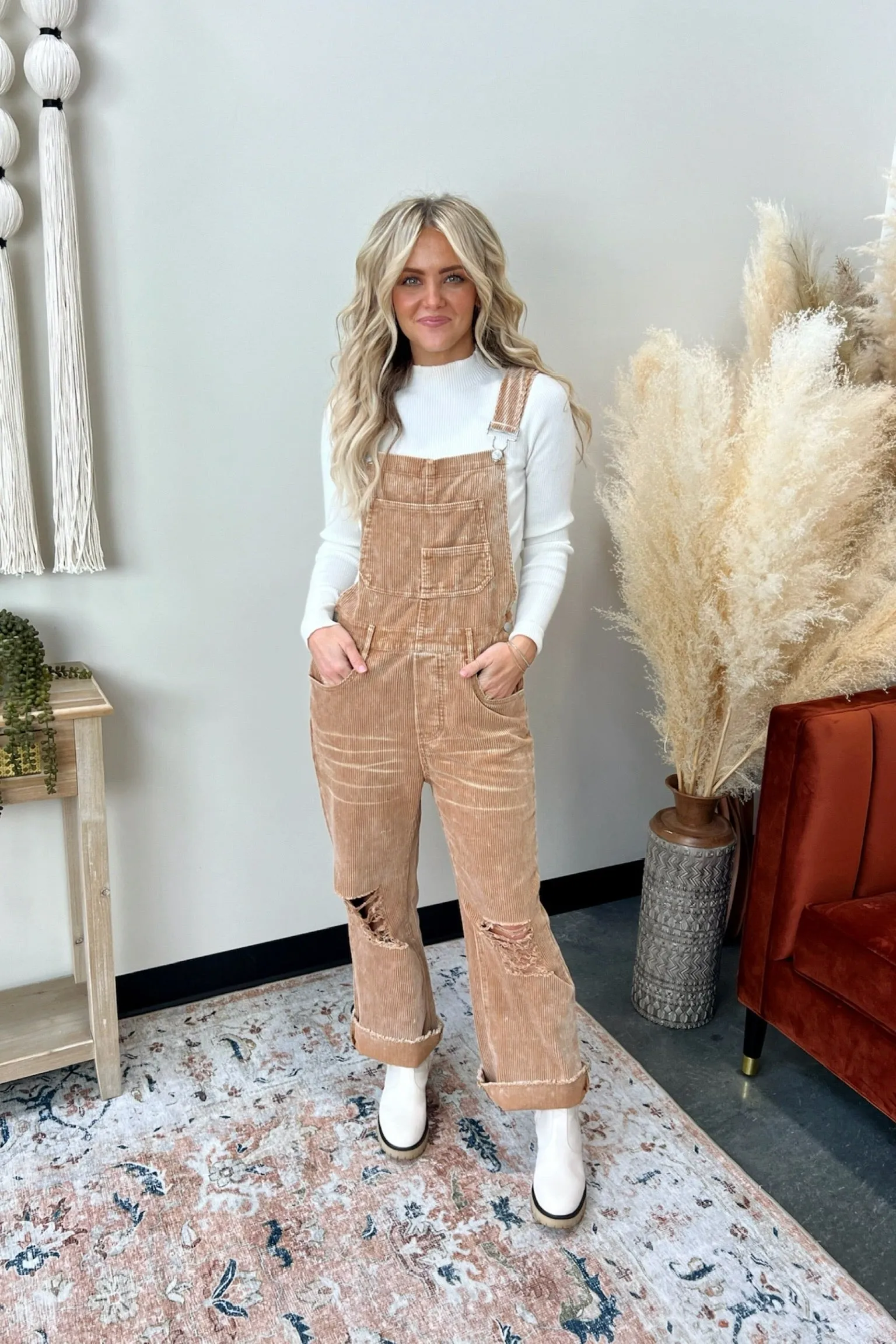 Moab Distressed Corduroy Overalls