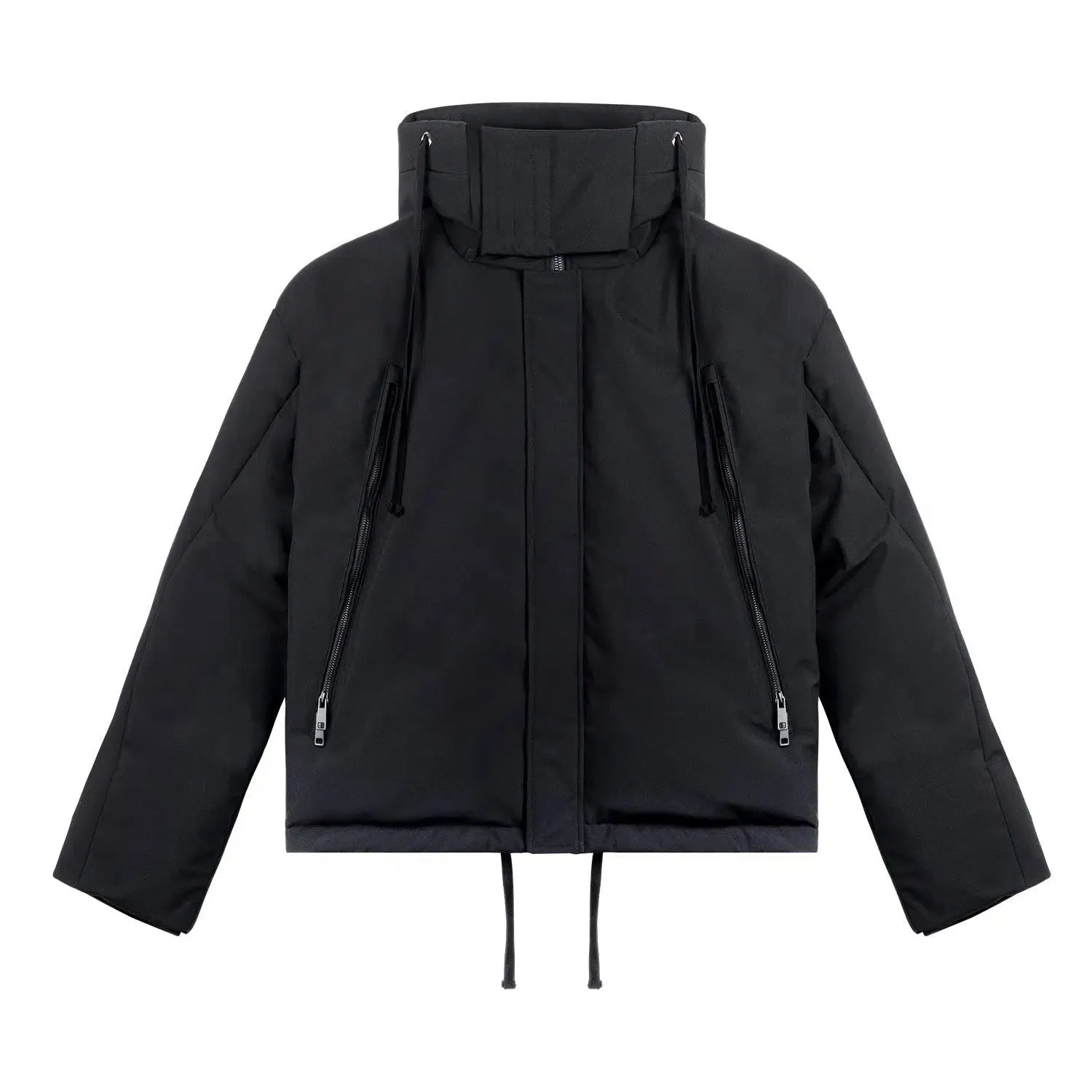 Multi-Zip String Detail Puffer Jacket