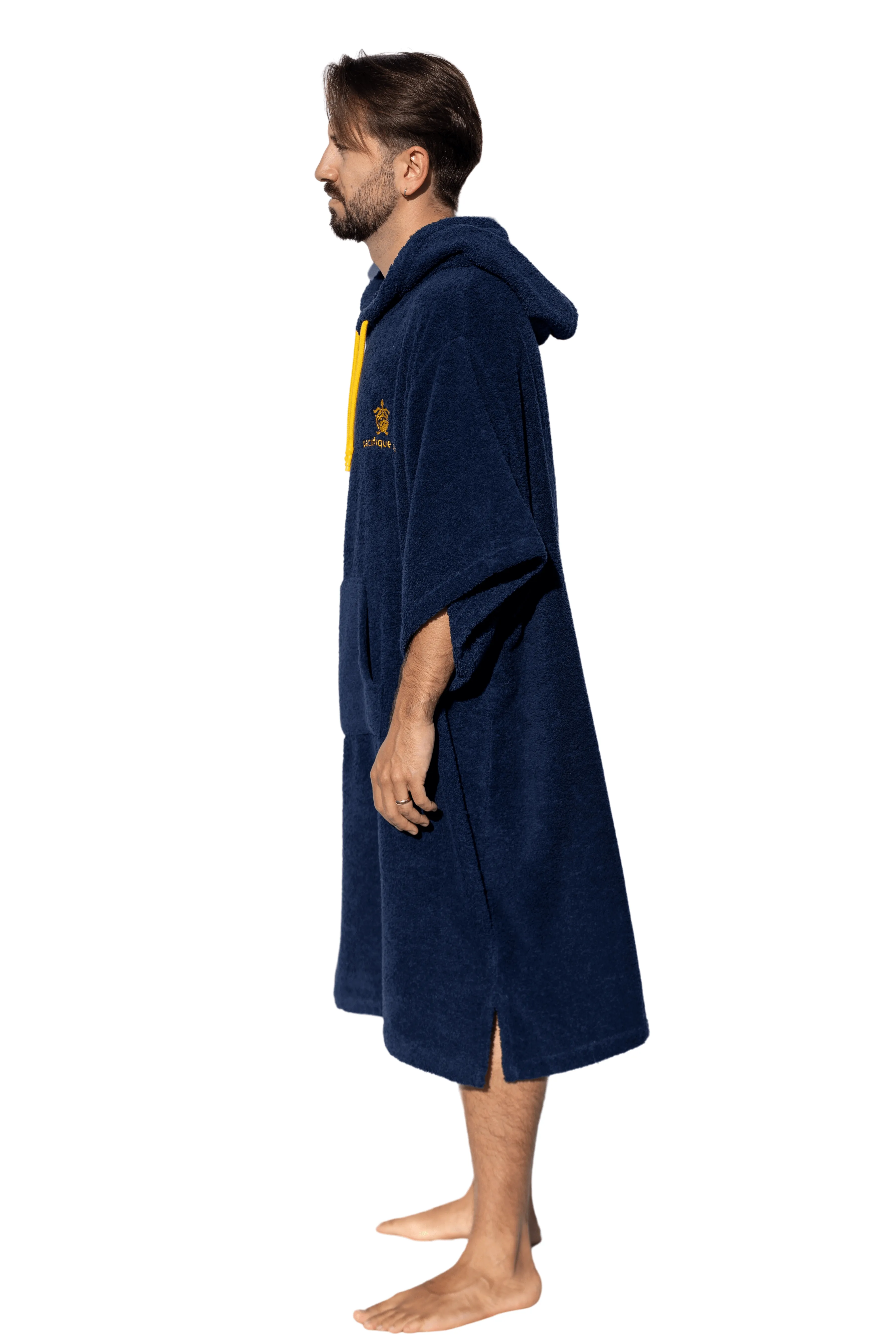 Navy Blue Surf Poncho - One Size - Cotton - with sleeves