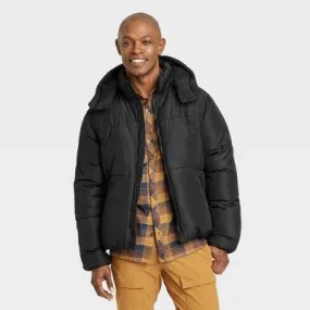 New - All In Motion Men's Winter Hooded Wind-Resistant Heavyweight Puffer Jacket