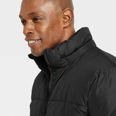 New - All In Motion Men's Winter Hooded Wind-Resistant Heavyweight Puffer Jacket