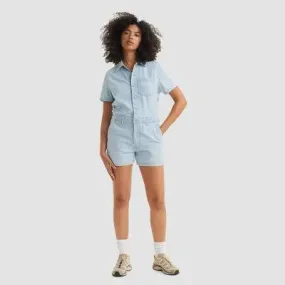 New - Levi's Women's Short Sleeve Romper Denim Shortalls, Light Blue