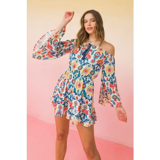 Off Shoulder Printed Romper