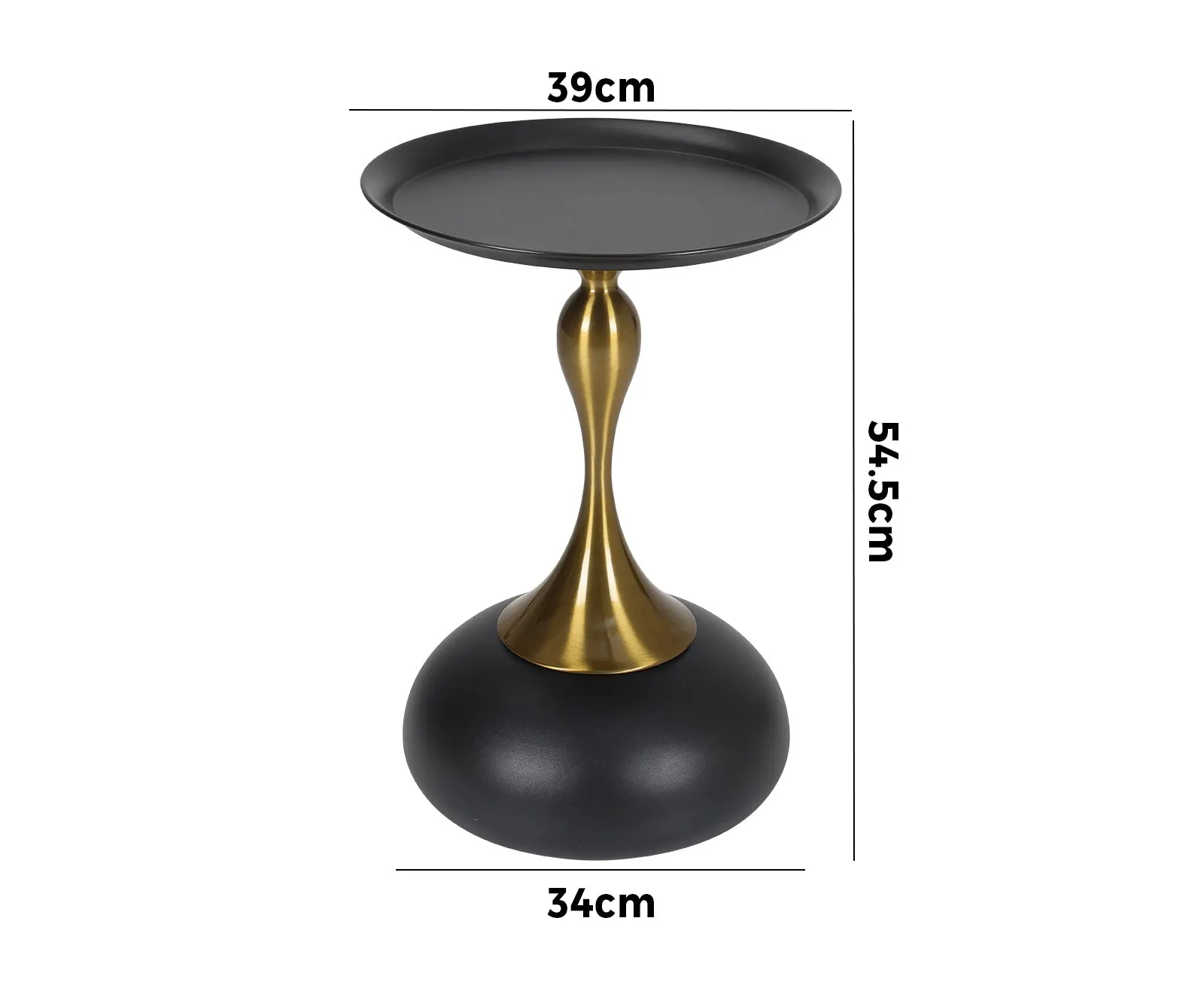 Oikiture Coffee Side Table Bedside Sofa Tea End Tables Round Metal Black