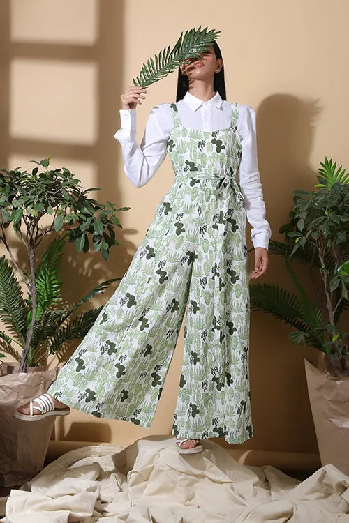 Okhai 'Succulent' Hand Block Printed Pure Cotton Jumpsuit