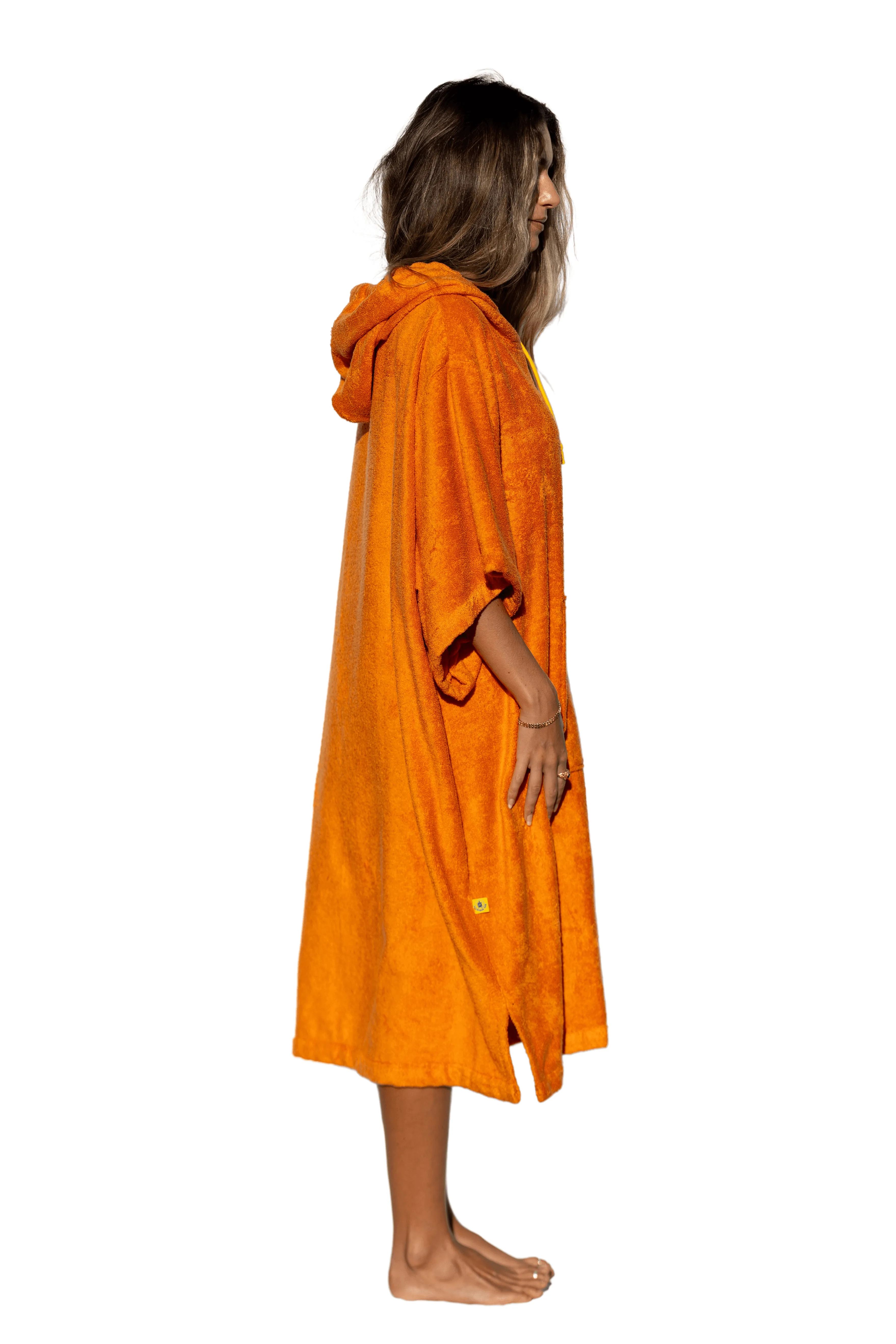 Orange Surf Poncho - One Size - Tencel - With sleeves