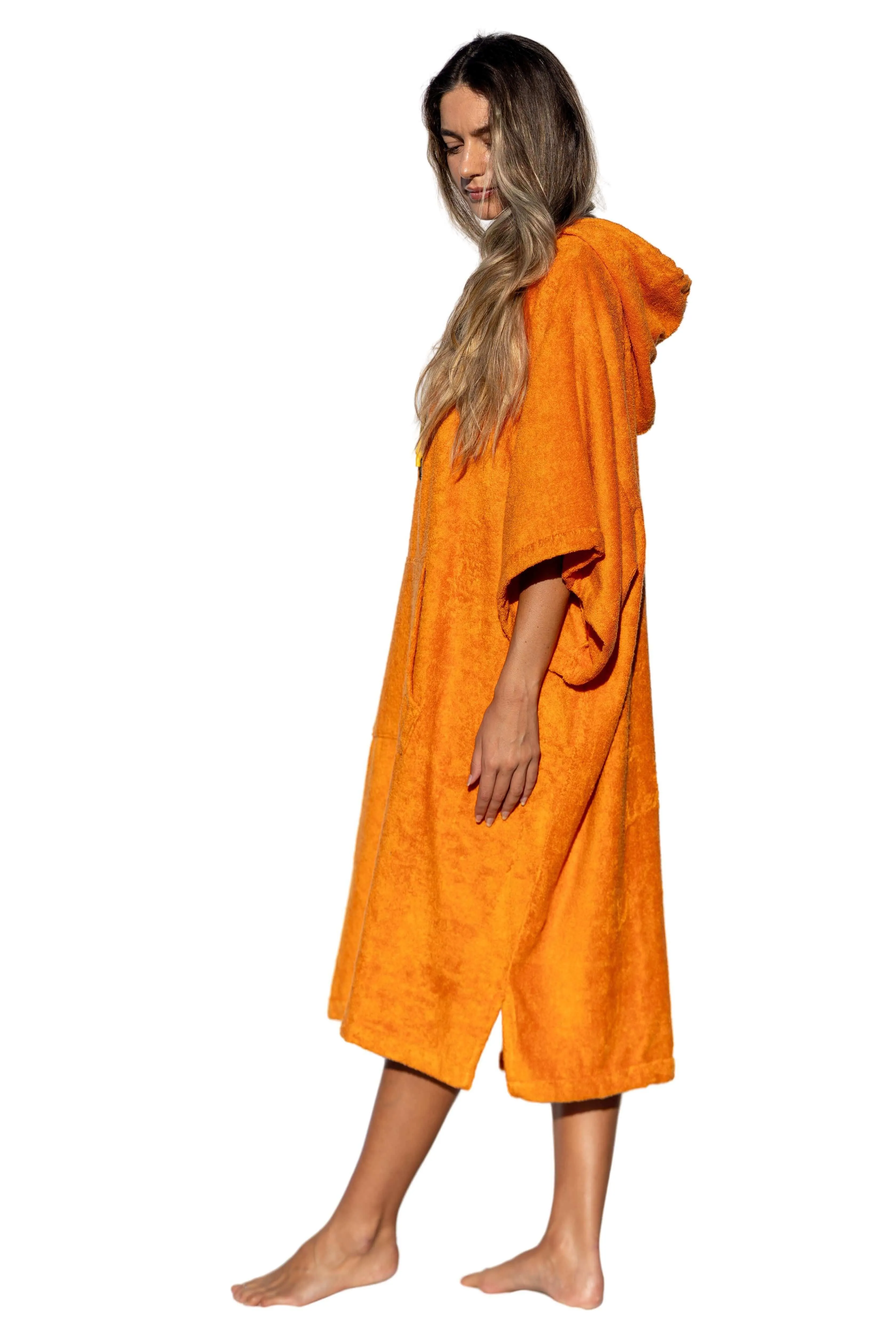 Orange Surf Poncho - One Size - Tencel - With sleeves