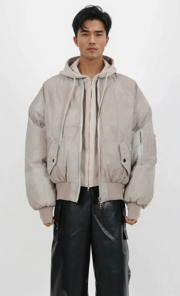 Oversized Mock Two-Piece Hooded Puffer Jacket