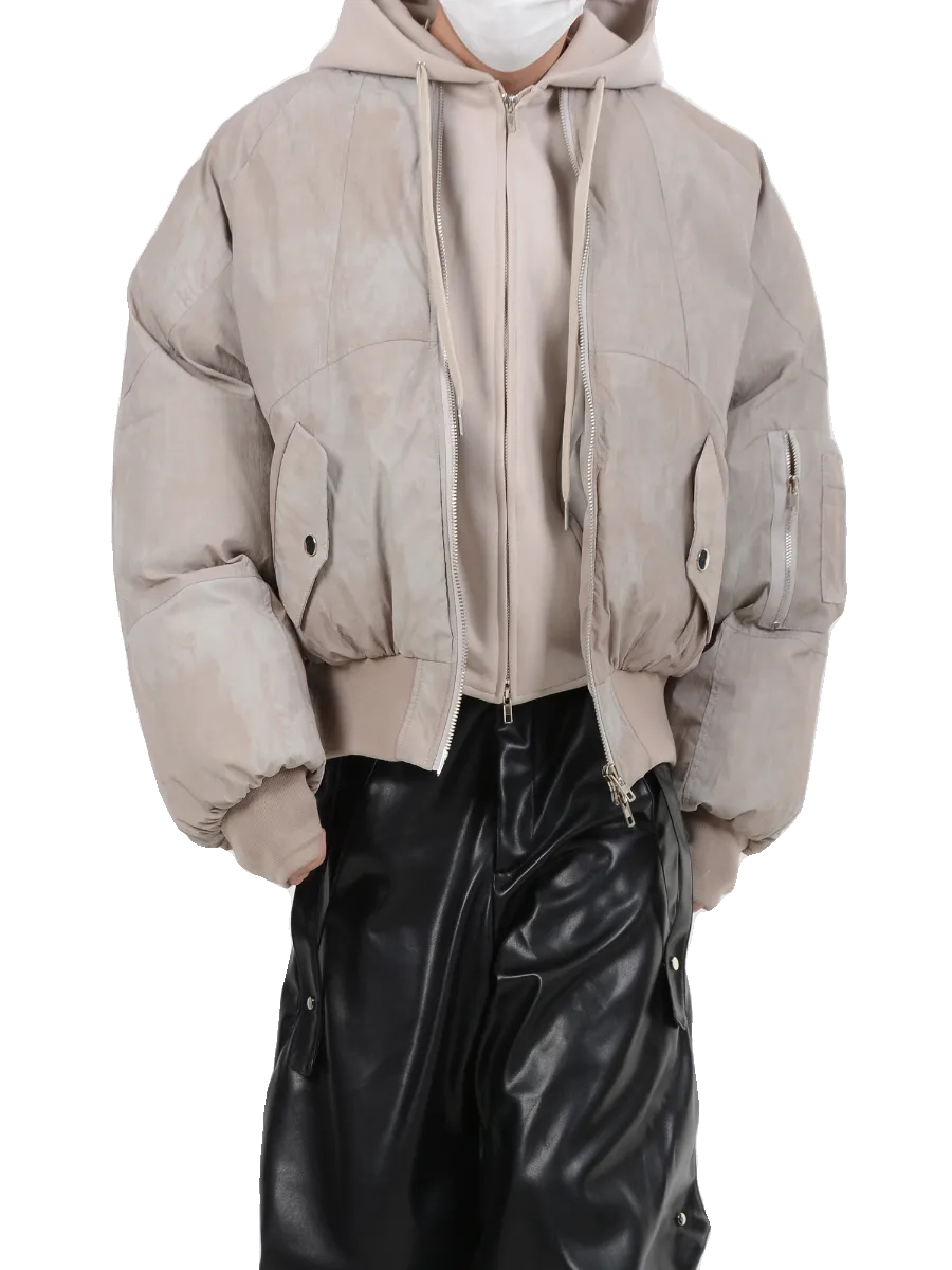 Oversized Mock Two-Piece Hooded Puffer Jacket