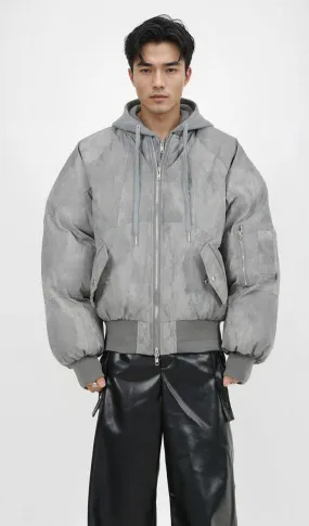 Oversized Mock Two-Piece Hooded Puffer Jacket