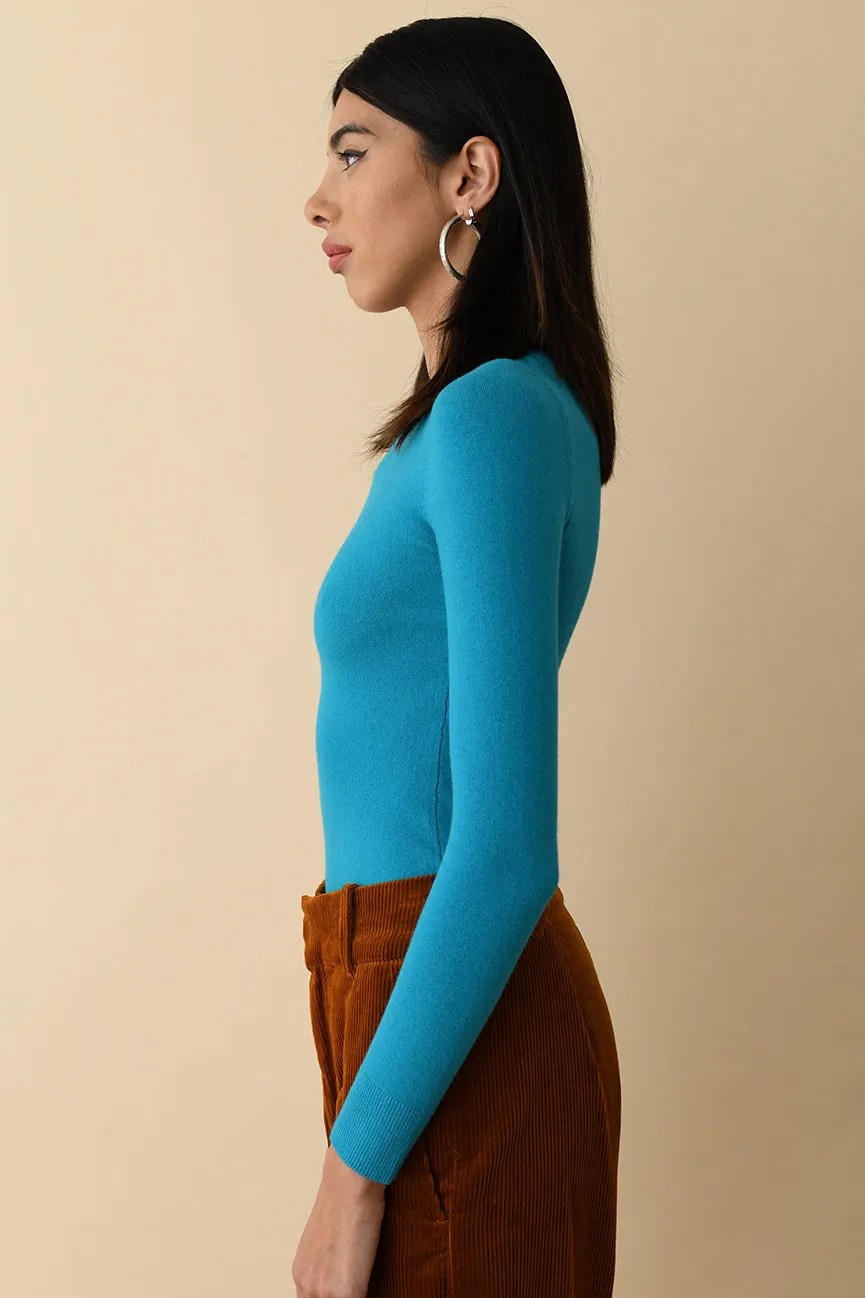 Peacock Jewel Peachskin Long Sleeve Crew Neck