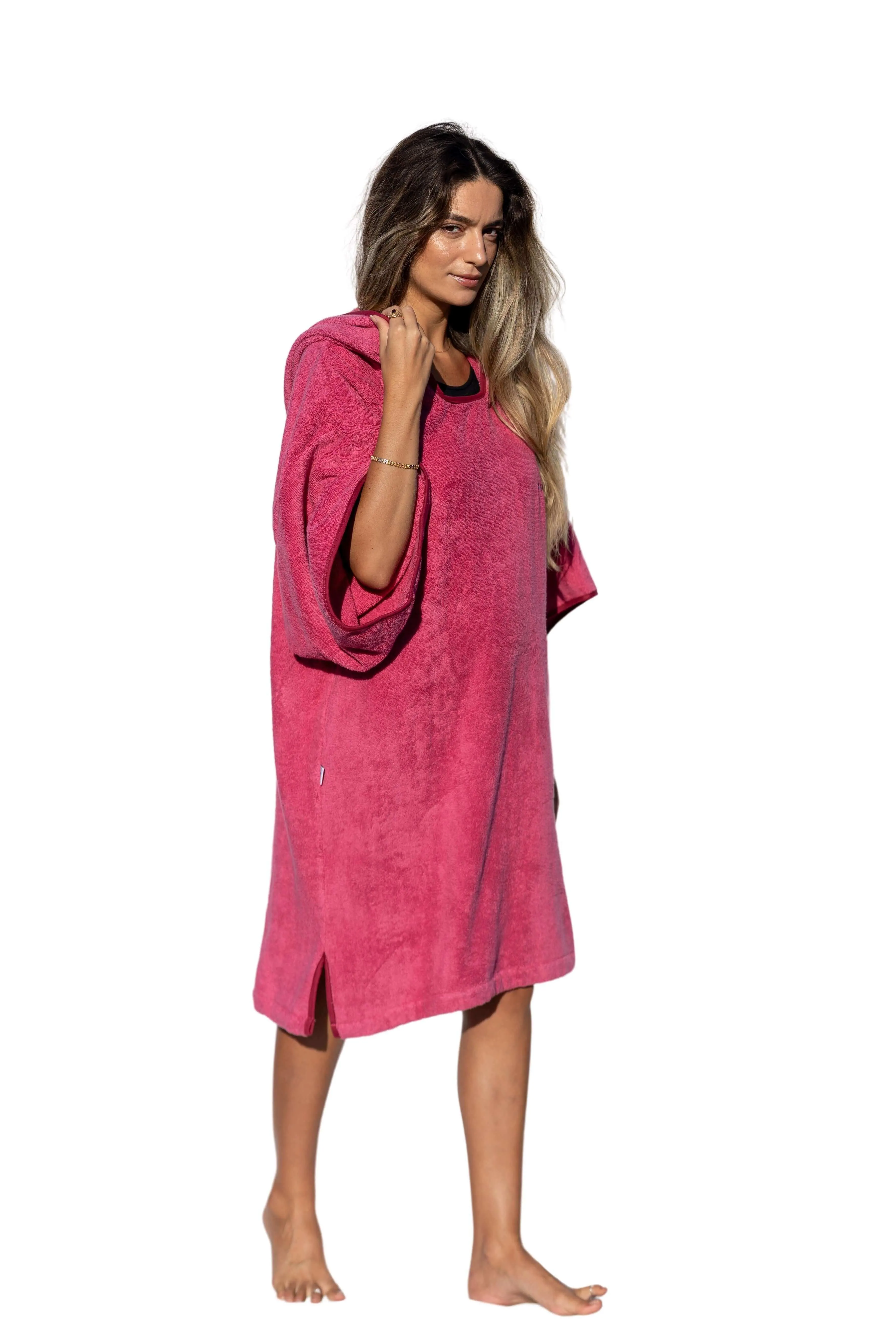 Pink Surf Poncho - One Size - Cotton - with sleeves