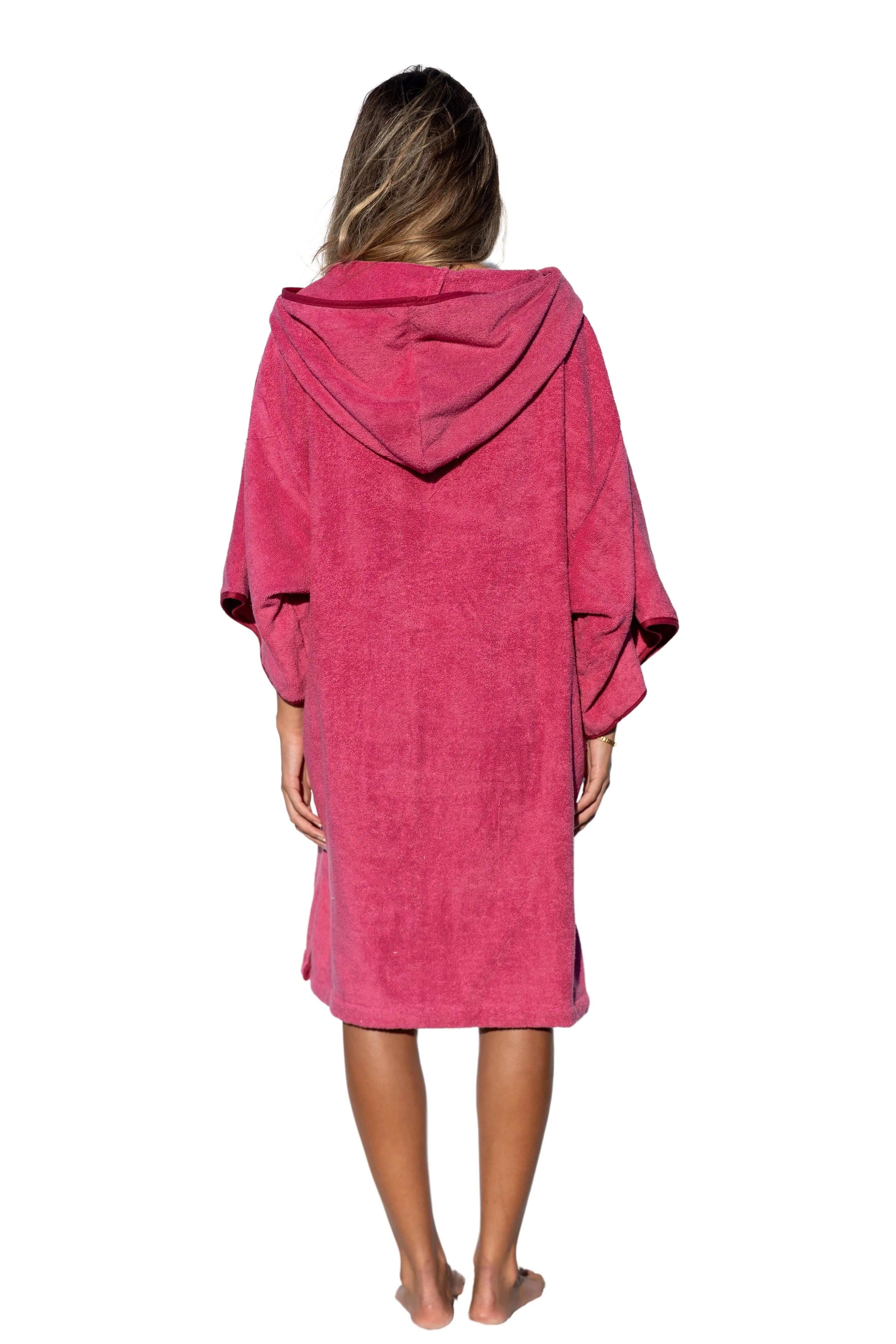 Pink Surf Poncho - One Size - Cotton - with sleeves