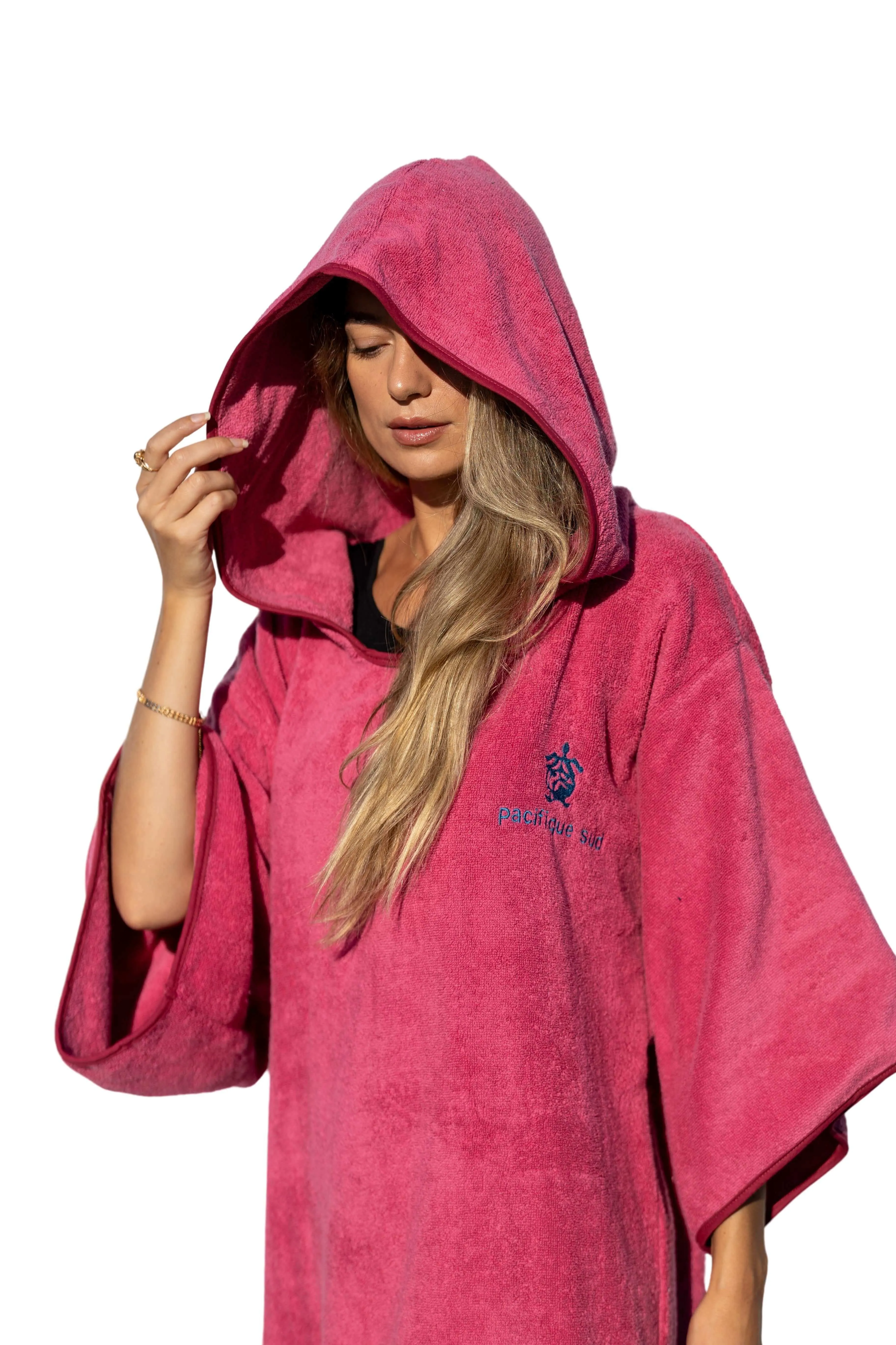 Pink Surf Poncho - One Size - Cotton - with sleeves