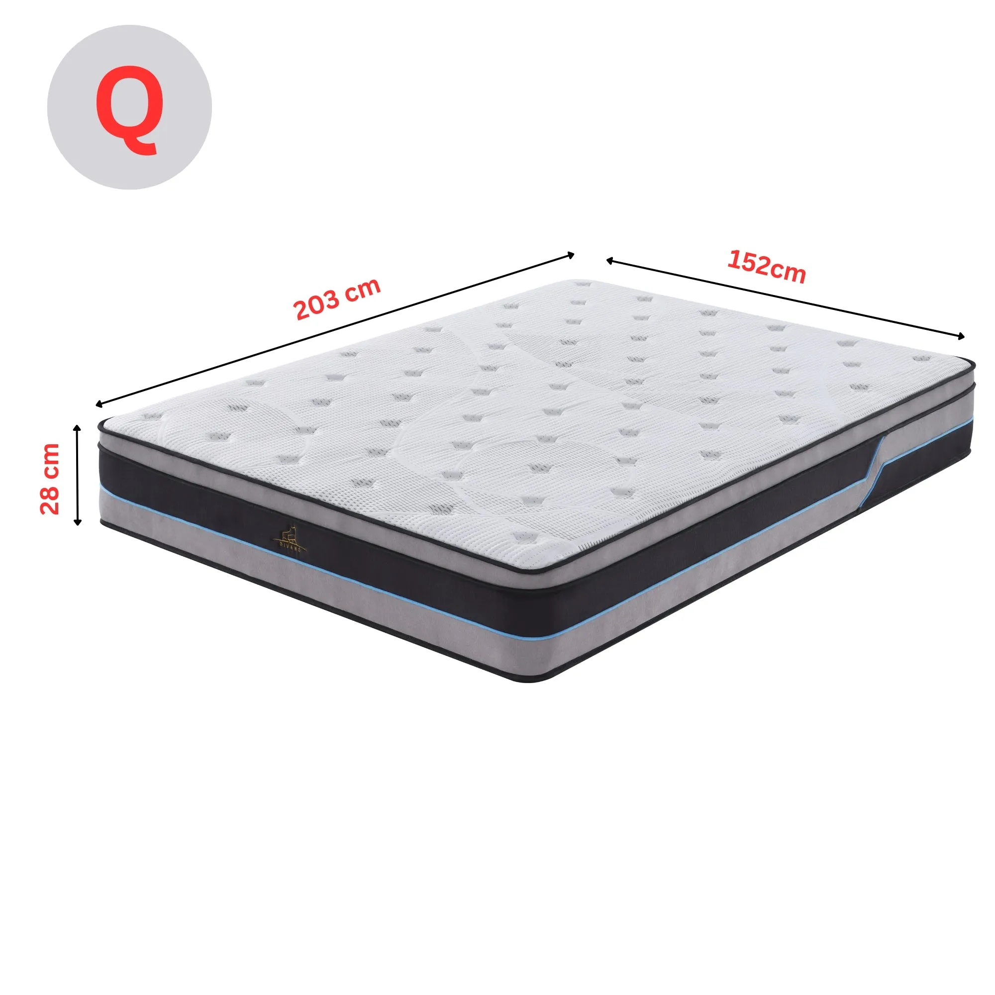 Plush Queen Mattress with Pocket Springs & Foam 28cm