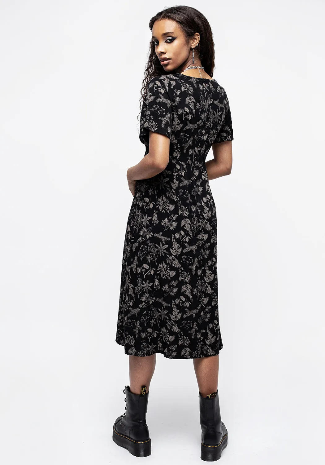 Poisonous Plants Short Sleeve Midi Dress