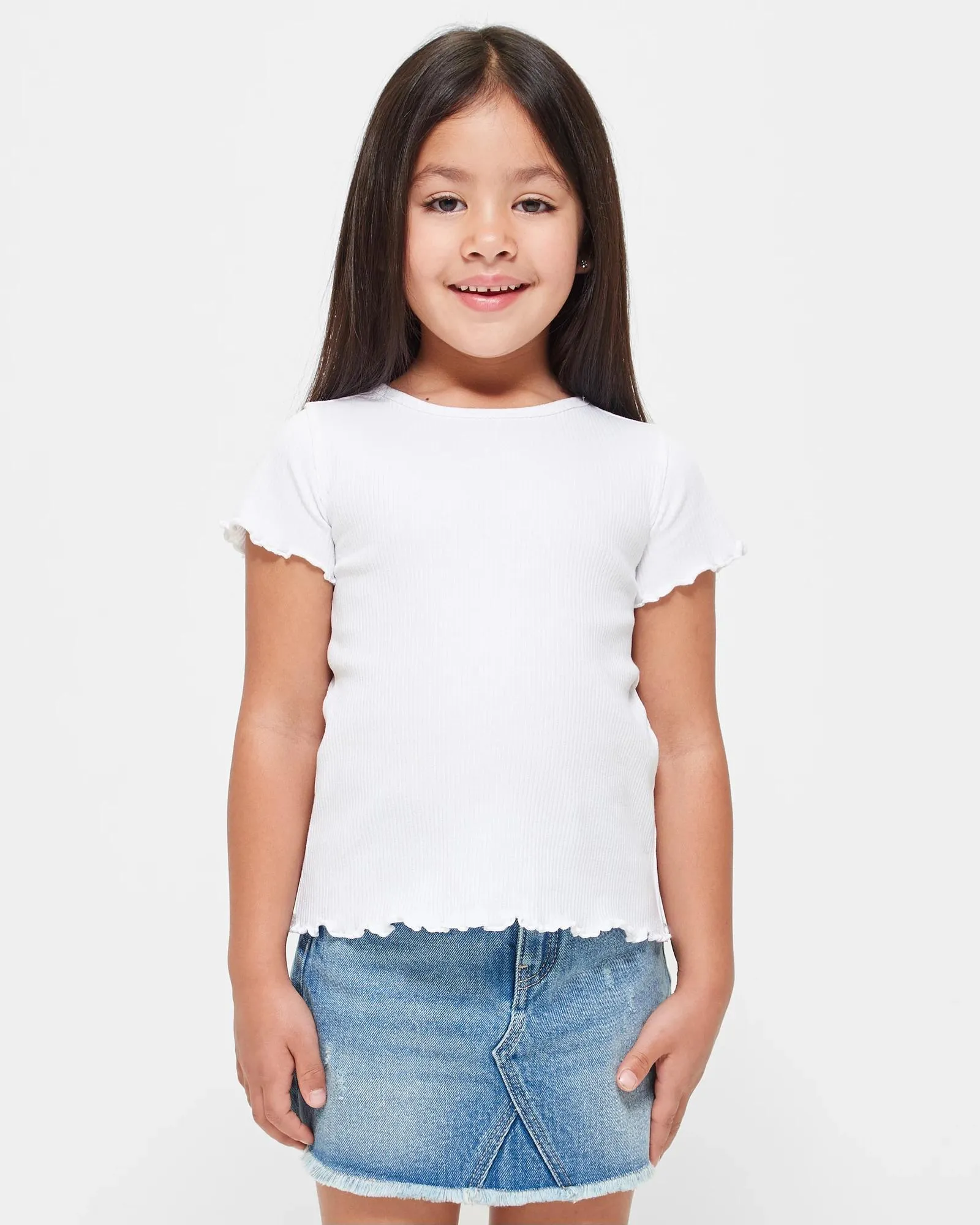 popular  Australian Cotton Girls Rib T-shirt - White