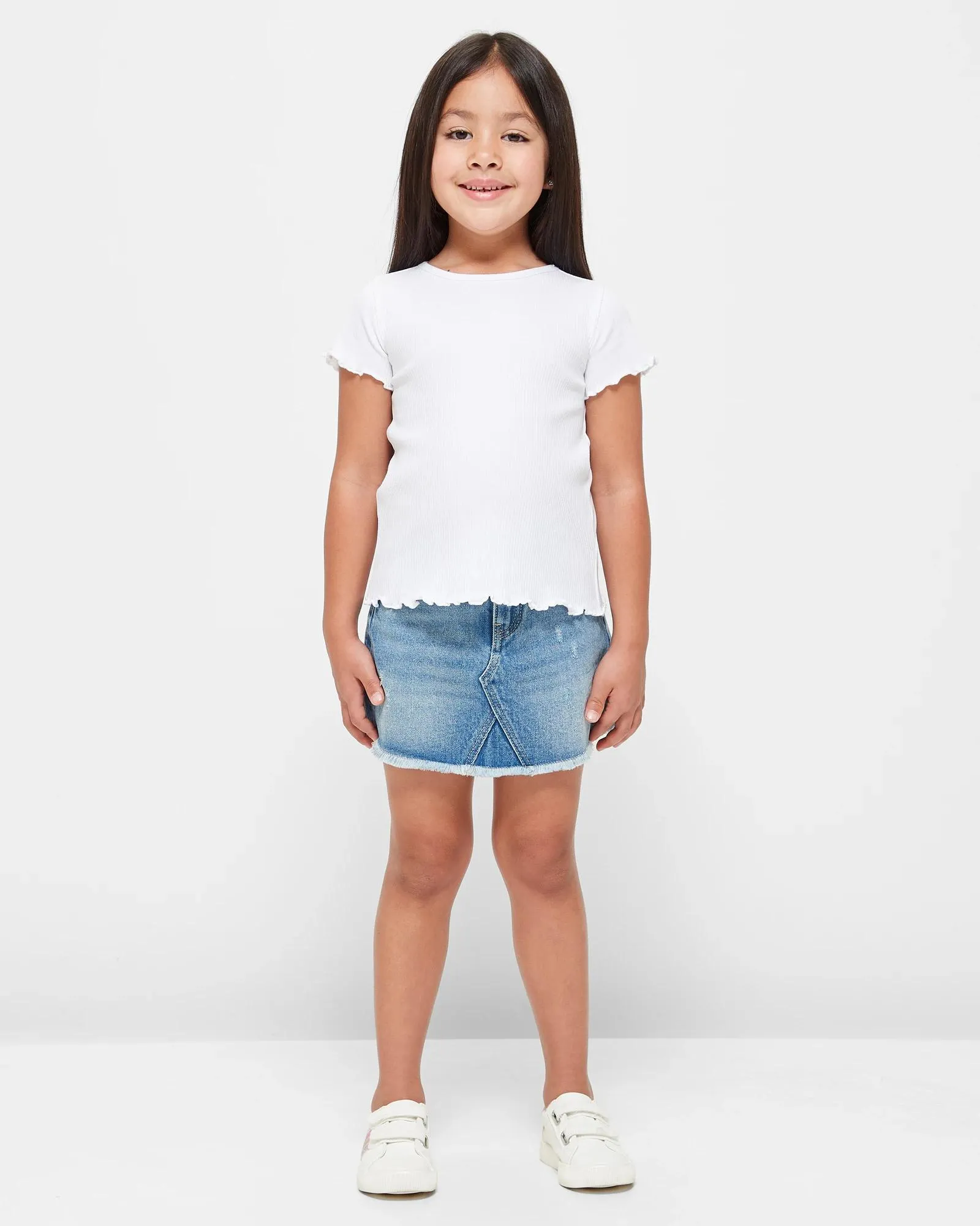 popular  Australian Cotton Girls Rib T-shirt - White