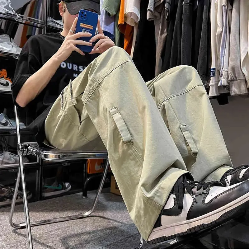 Privathinker Multi Pocket Men's Casual Cargo Pants Hiphop Overalls High Street Fashion Brand Male Baggy Wide Leg TrousersT220716