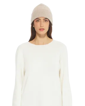 Pure Cashmere Ribbed Hat Beige