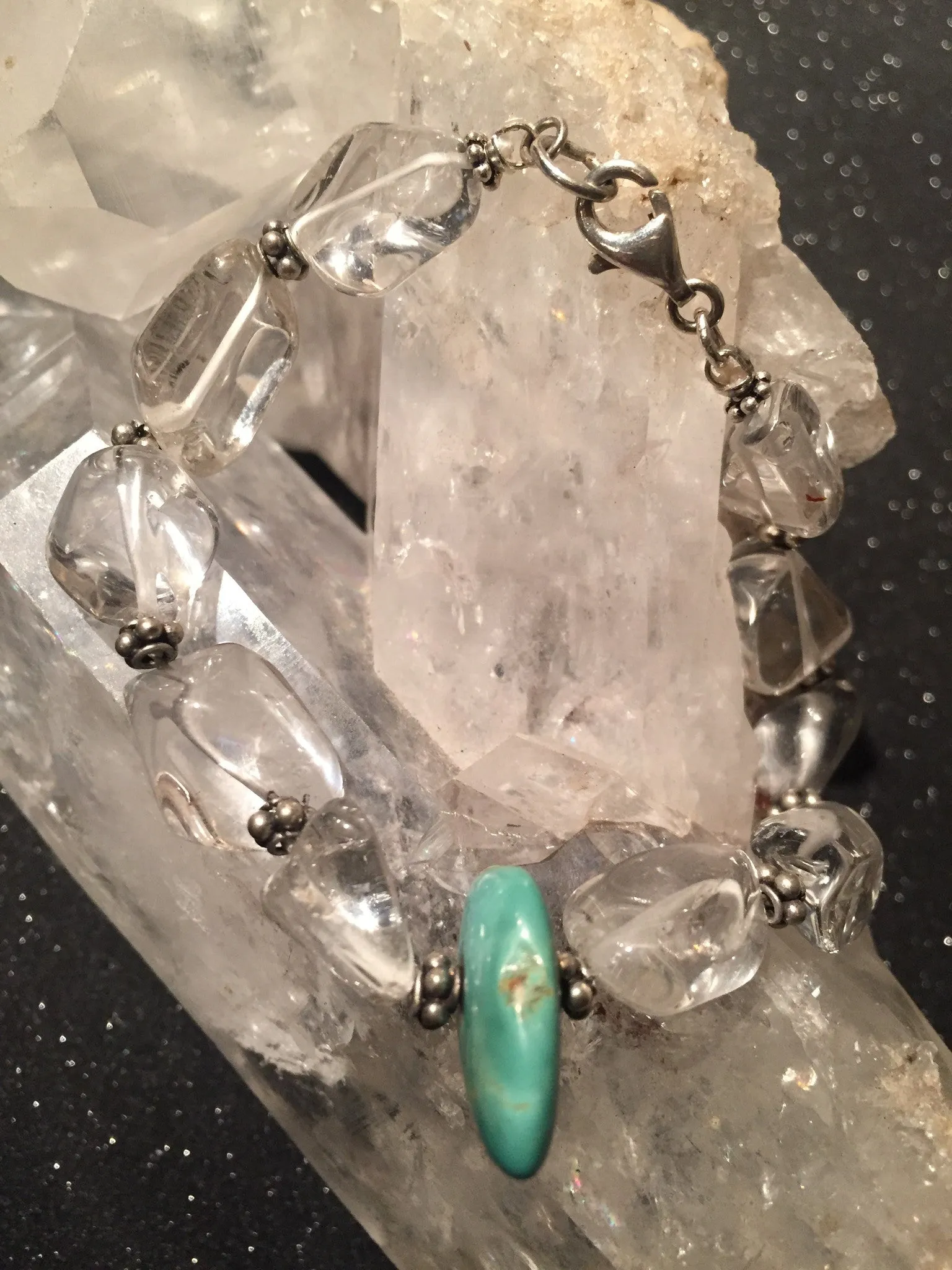 Quartz Crystal and Turquoise Gemstone Bracelet