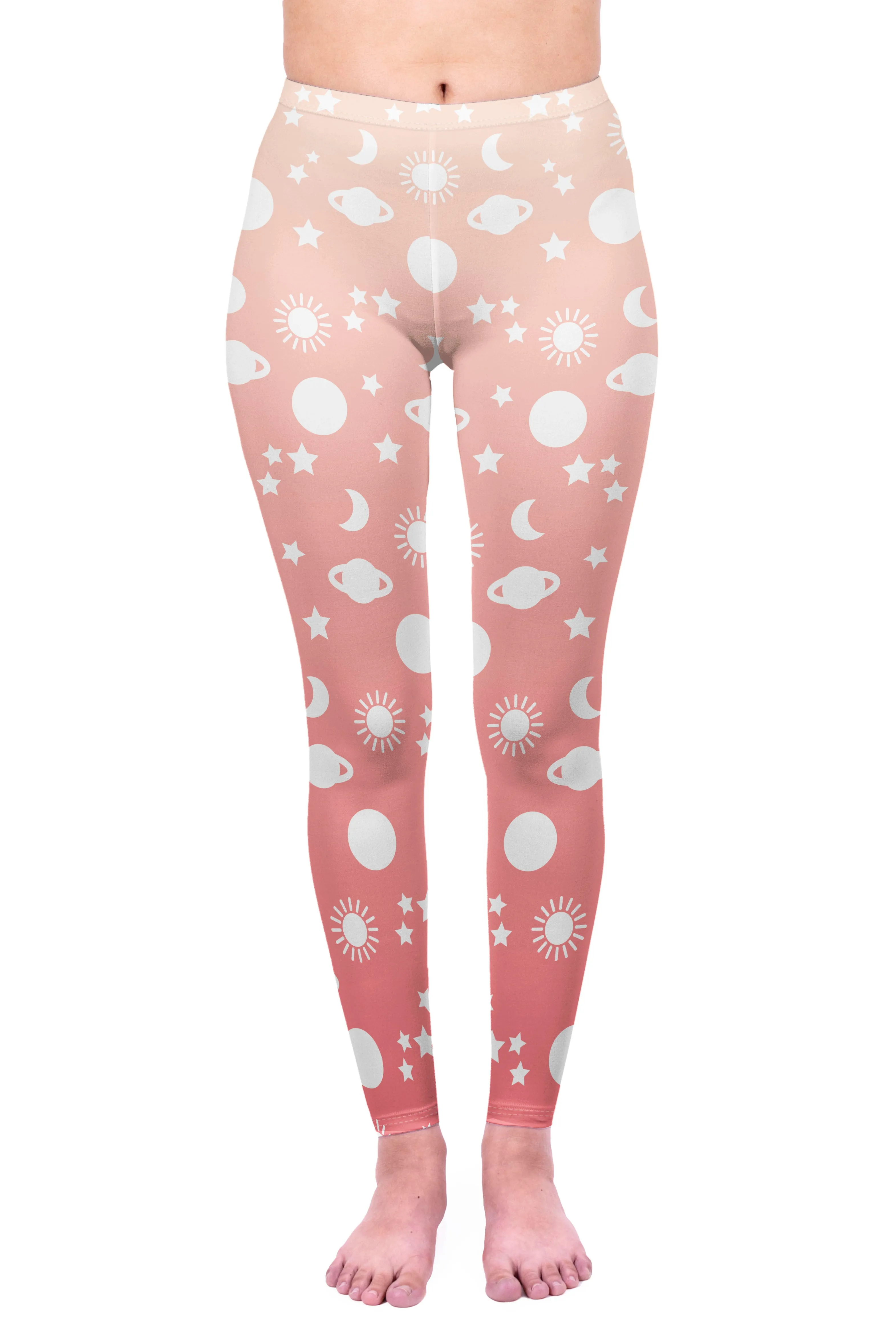 Regular Leggings (8-12 UK Size) - Cute Pink Planets