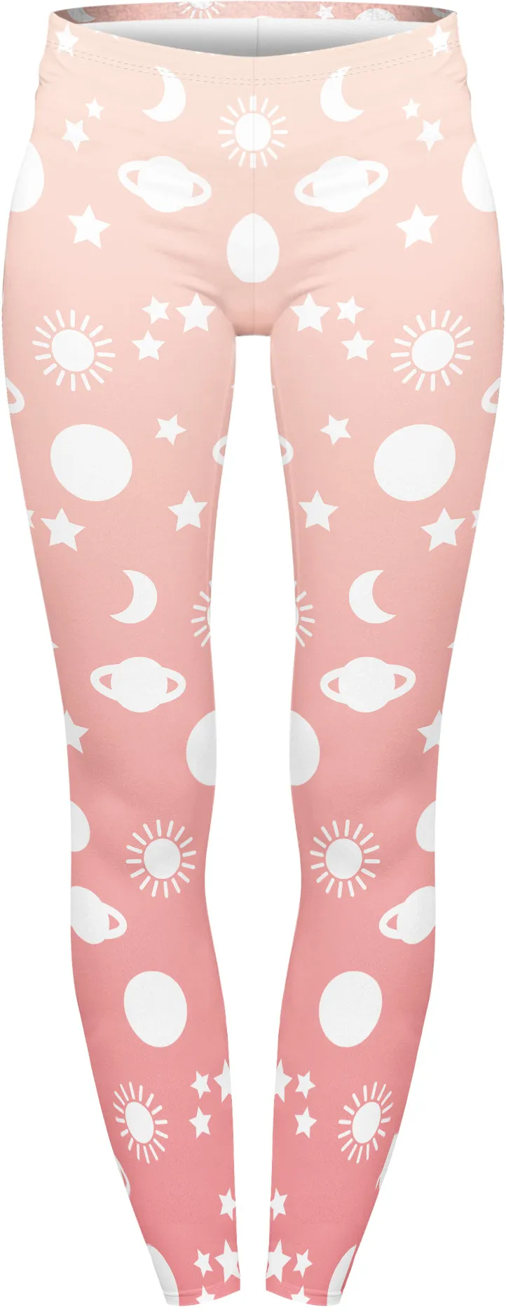 Regular Leggings (8-12 UK Size) - Cute Pink Planets