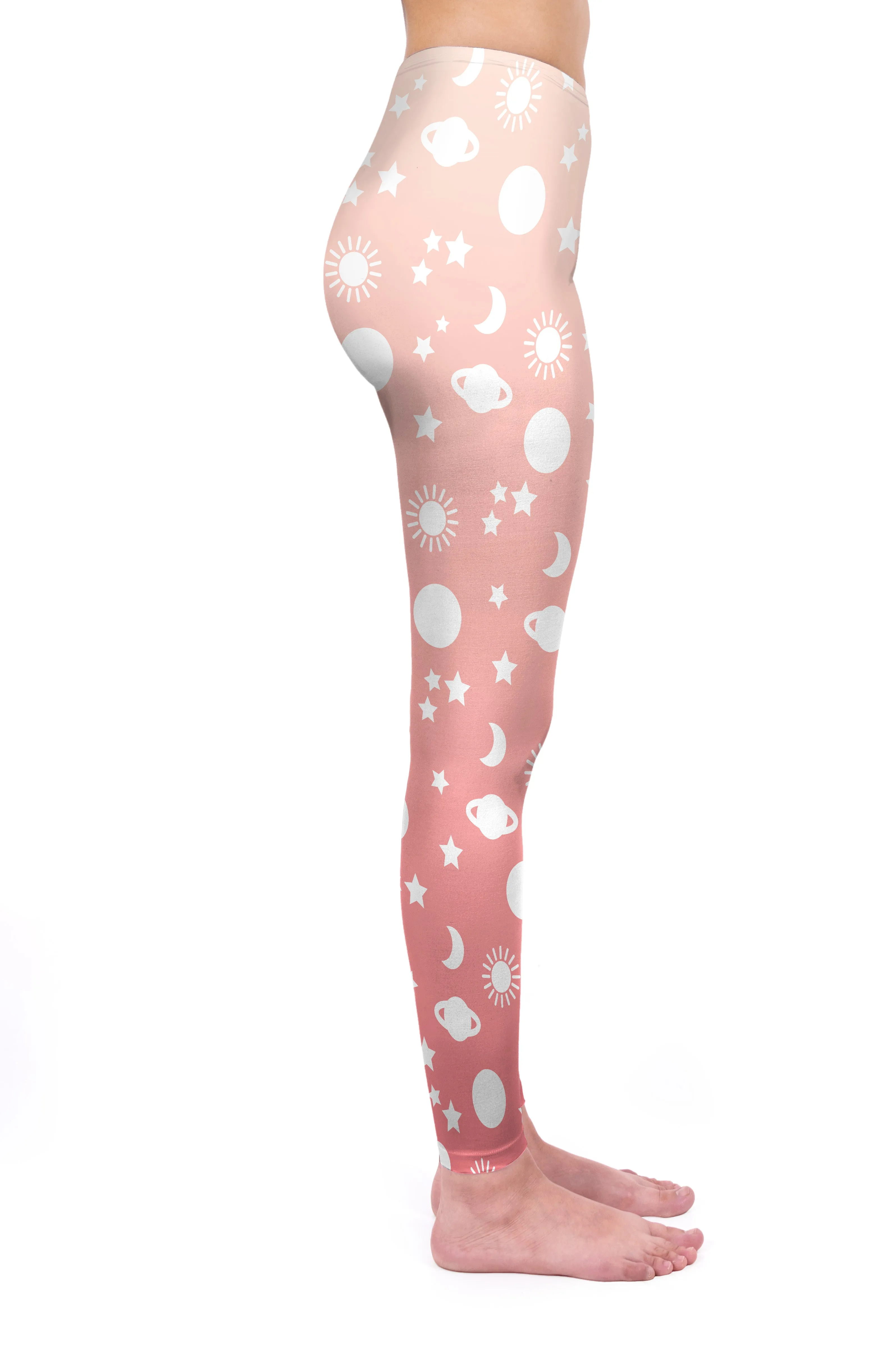 Regular Leggings (8-12 UK Size) - Cute Pink Planets