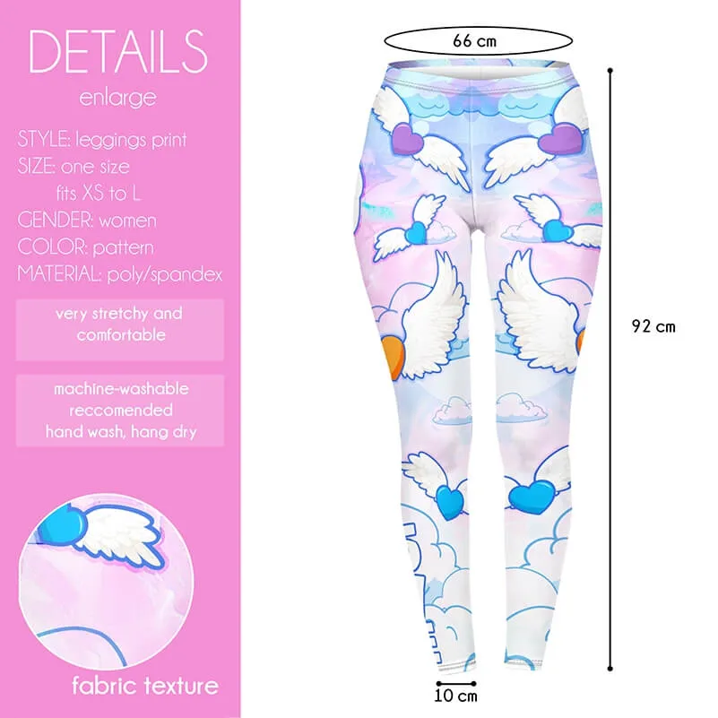 Regular Leggings (8-12 UK Size) - Flying Hearts