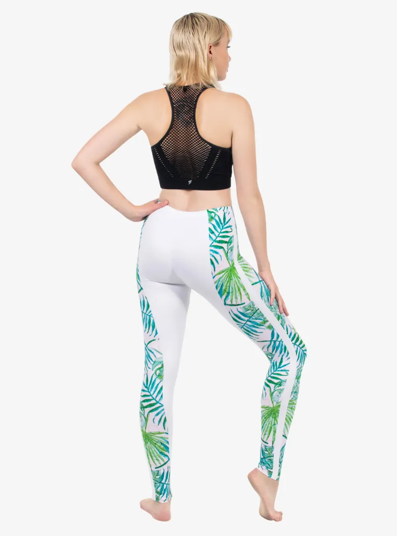 Regular Leggings (8-12 UK Size) - Watercolor Palms Stripes