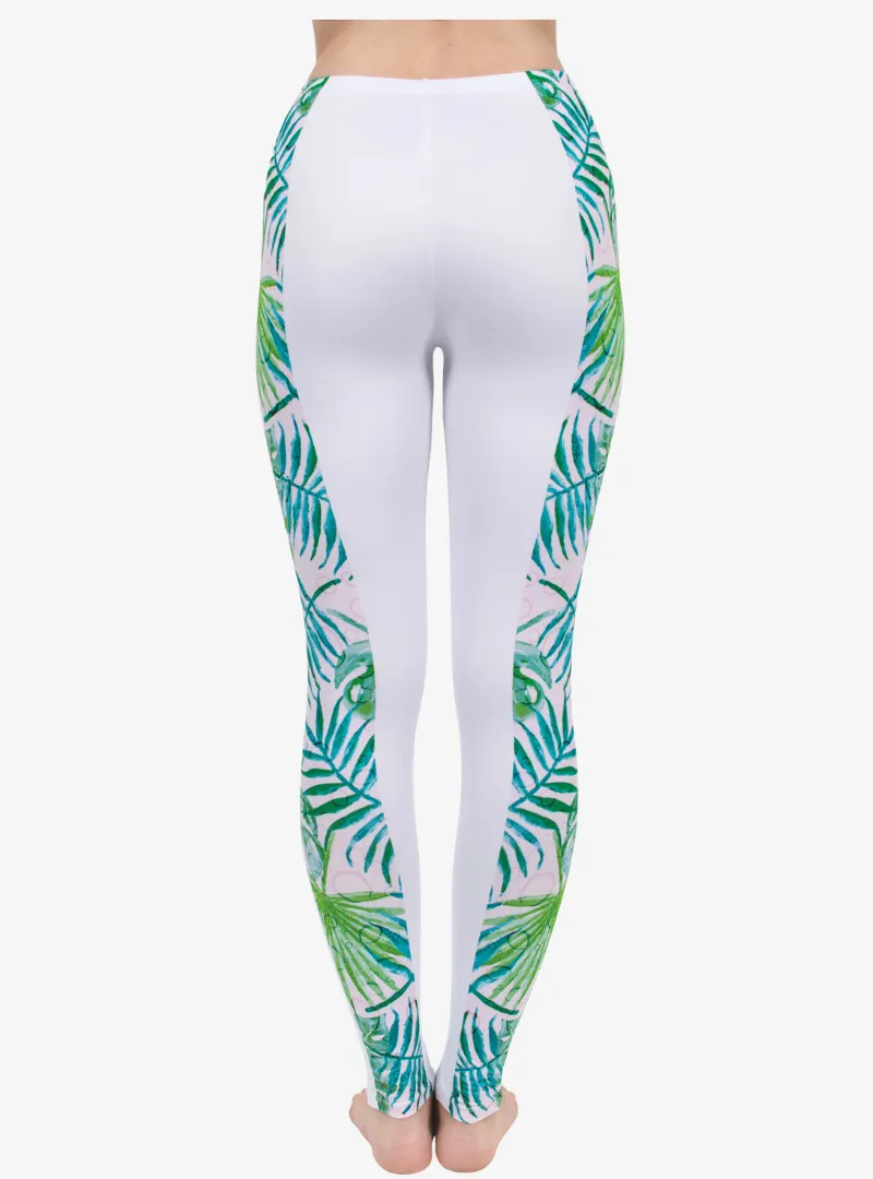 Regular Leggings (8-12 UK Size) - Watercolor Palms Stripes