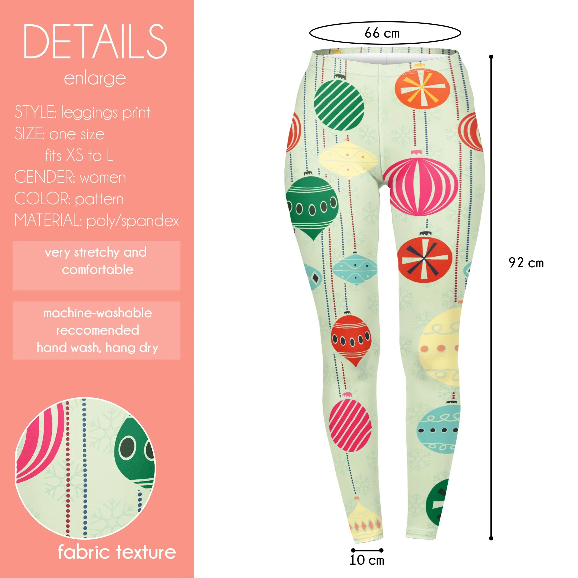 Regular Leggings (8-14 UK Size) - Winter Baubles