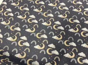 SALE Moon and Stars ORGANIC Cotton Jersey Fabric