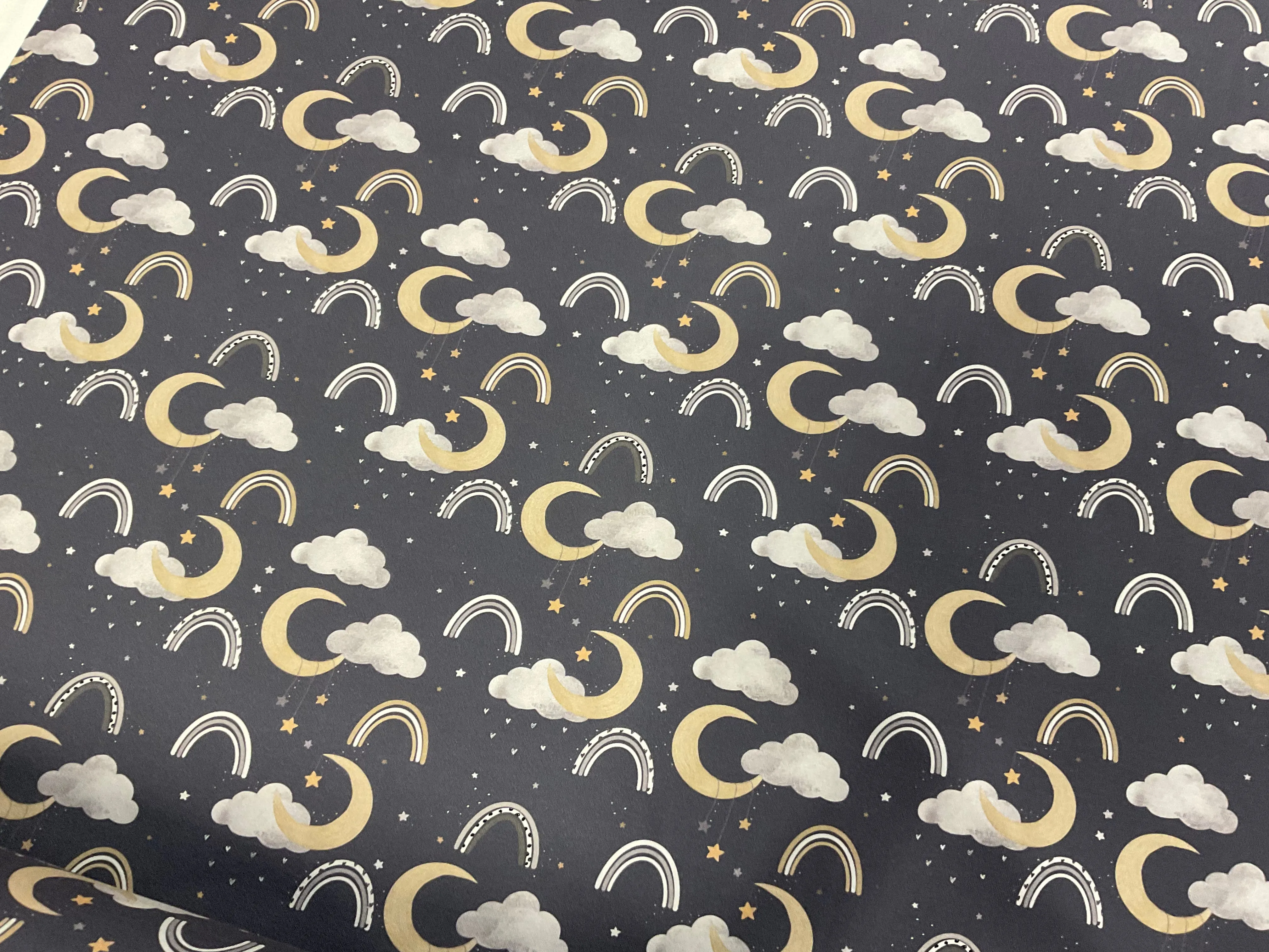 SALE Moon and Stars ORGANIC Cotton Jersey Fabric