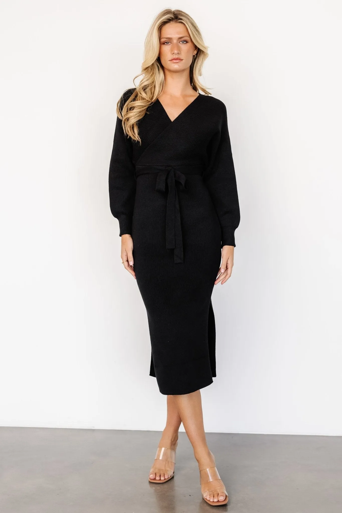 Sammi Faux Wrap Dress | Black