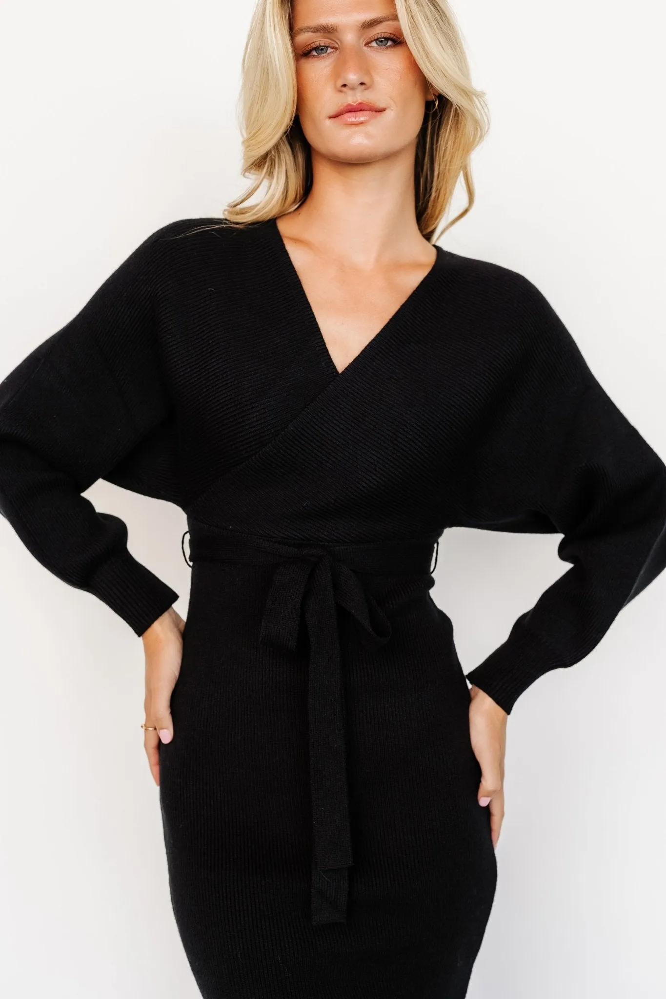 Sammi Faux Wrap Dress | Black