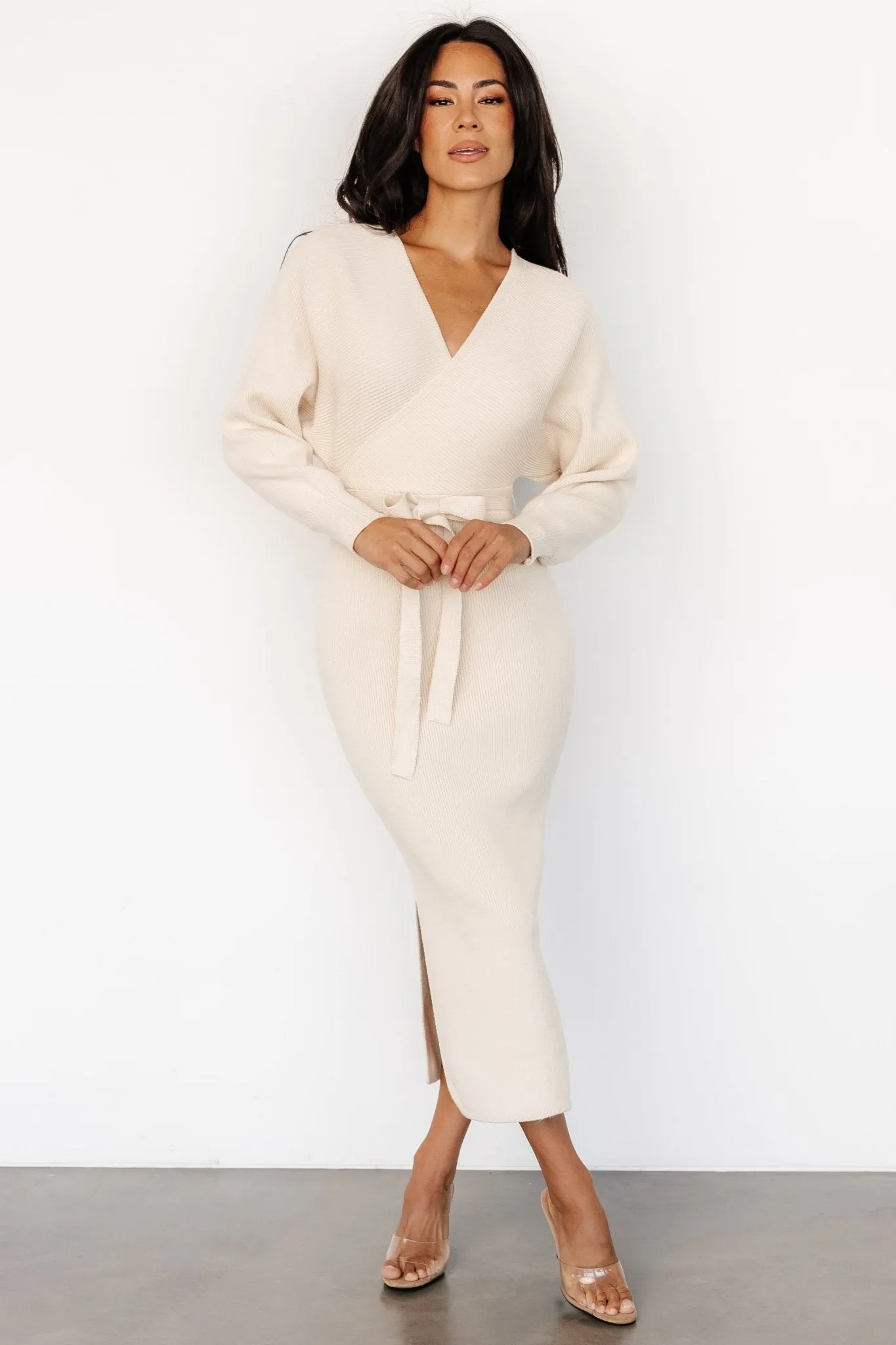 Sammi Faux Wrap Dress | Cream