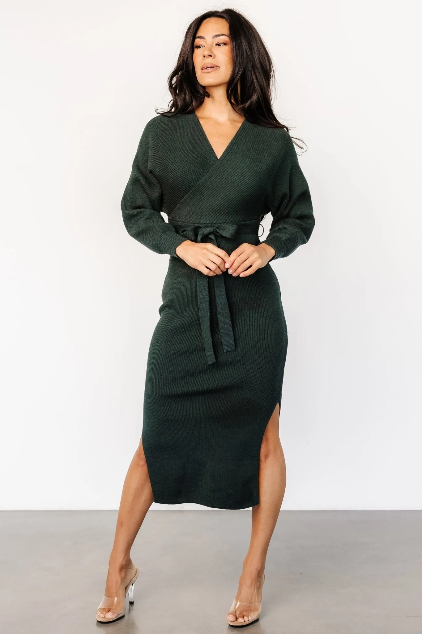 Sammi Faux Wrap Dress | Deep Pine