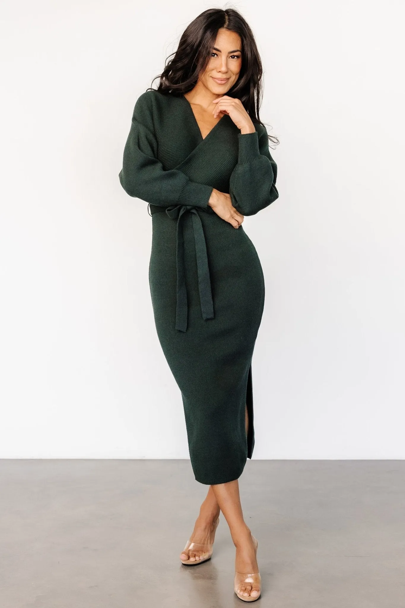 Sammi Faux Wrap Dress | Deep Pine