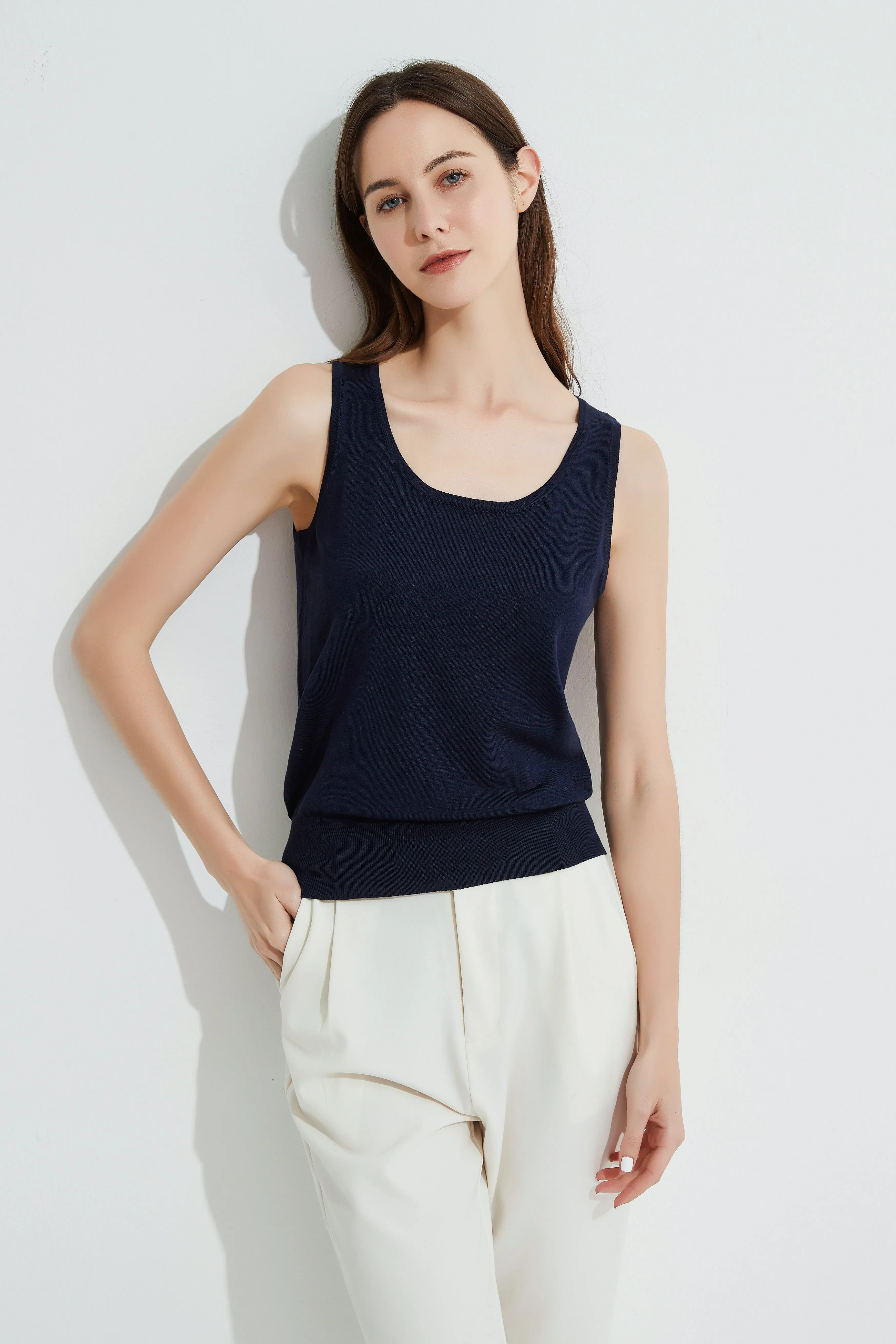 SHOKAY | Top | Classic Knitted Vest - Sunflower / Beige White / Sky Blue / Space Purple / Dark Blue