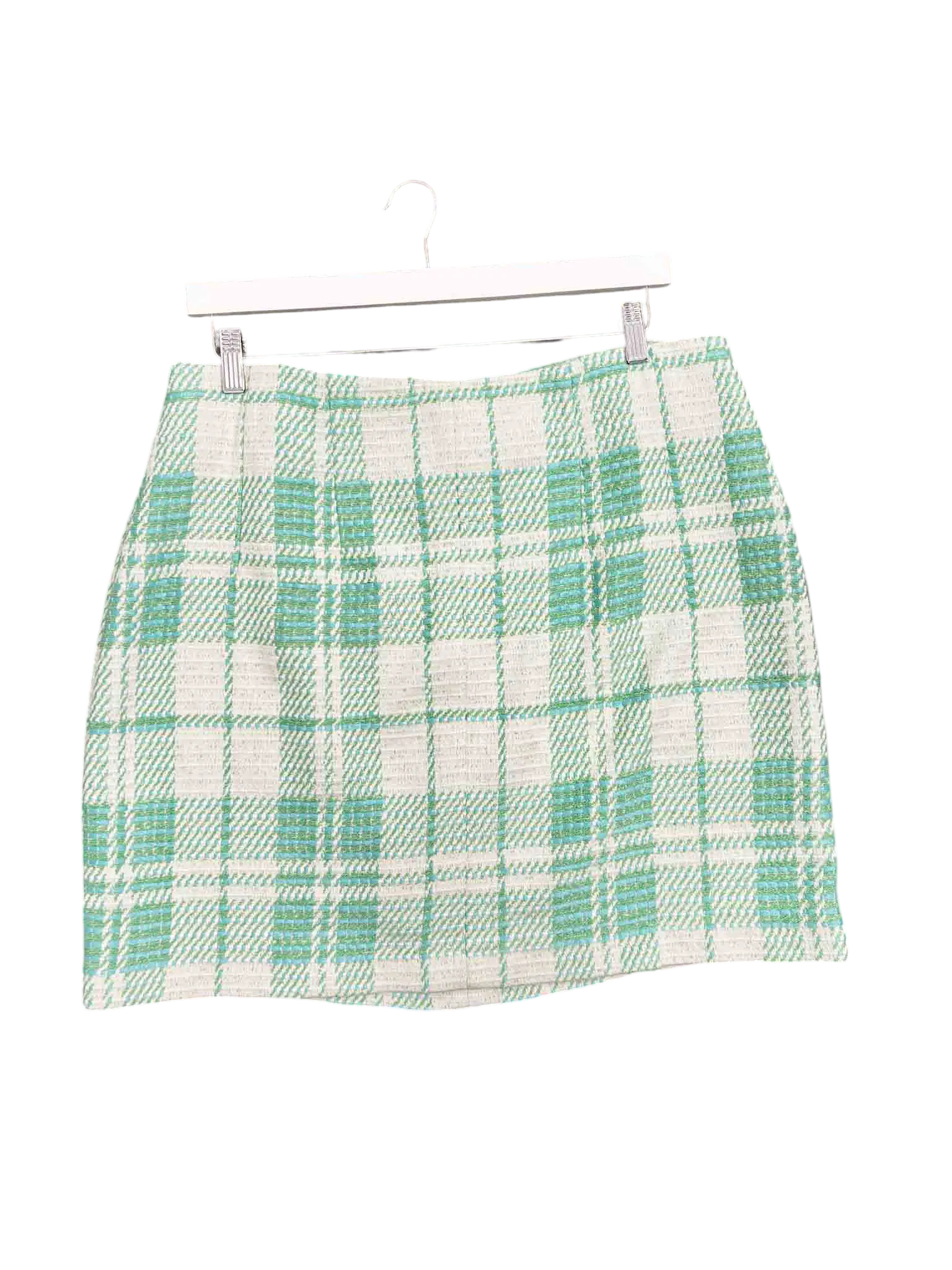 Size 16 | Country Road White and Green Check Above Knee Skirt