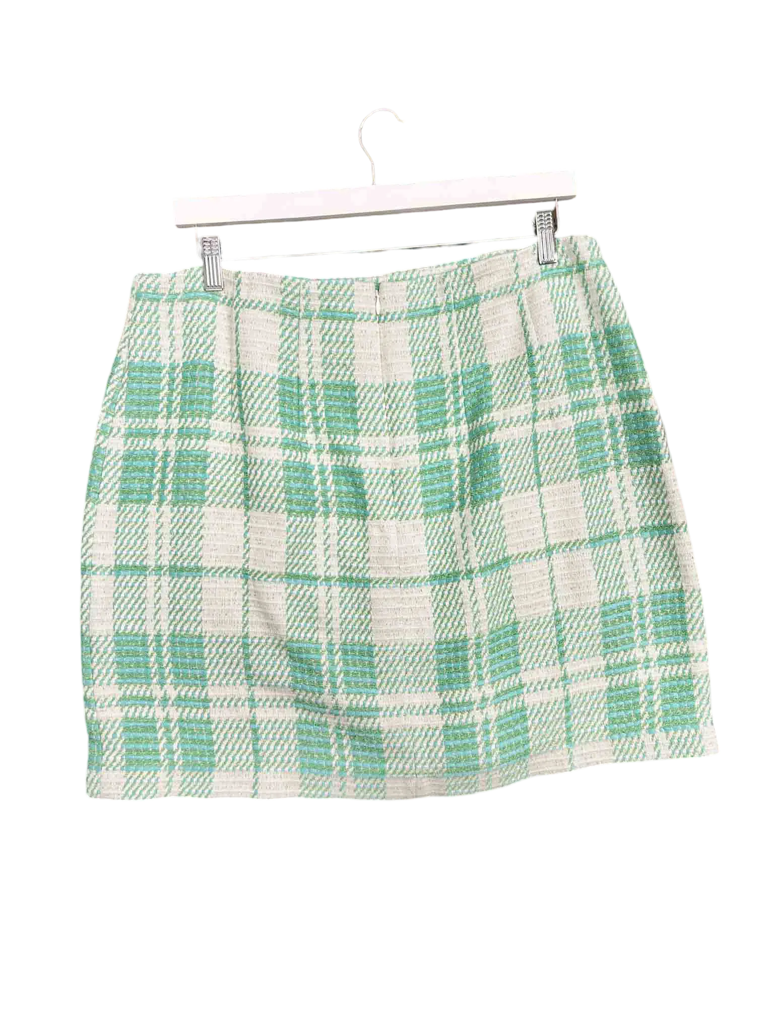 Size 16 | Country Road White and Green Check Above Knee Skirt